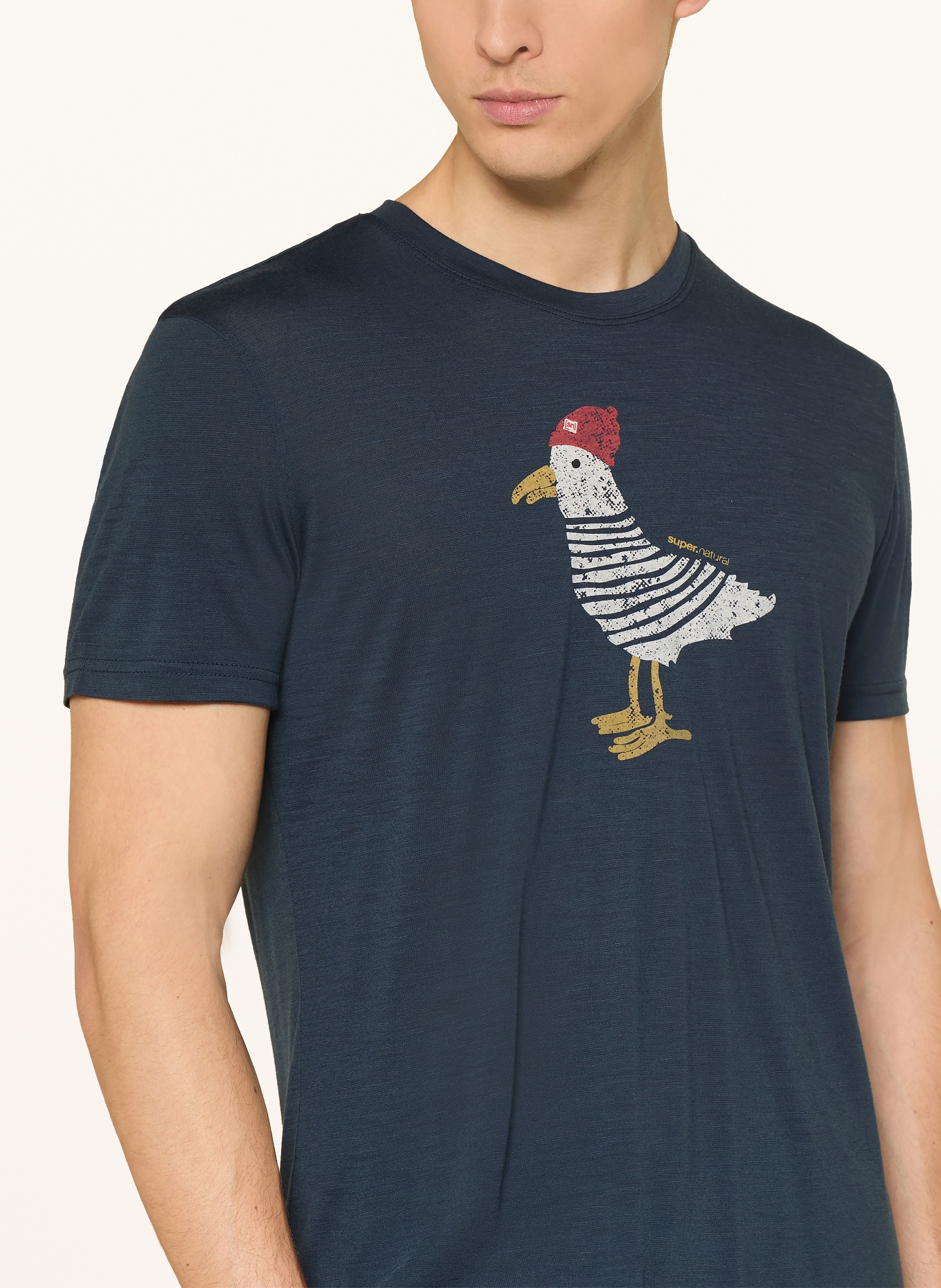 super.natural Funktionsshirt JOHNNY mit Merinowolle: DUNKELBLAU / ROT / WEISS