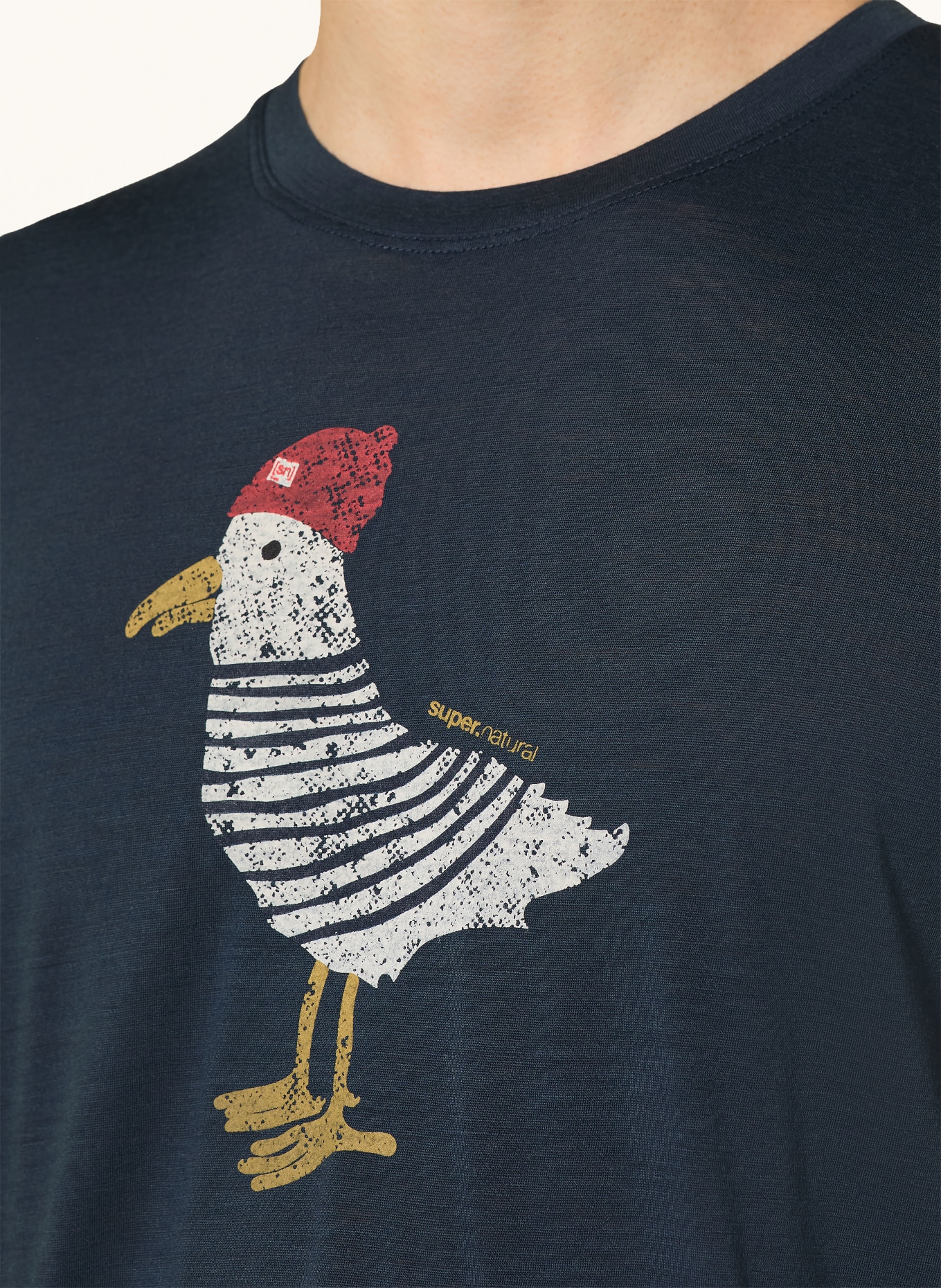 super.natural Funktionsshirt JOHNNY mit Merinowolle: DUNKELBLAU / ROT / WEISS