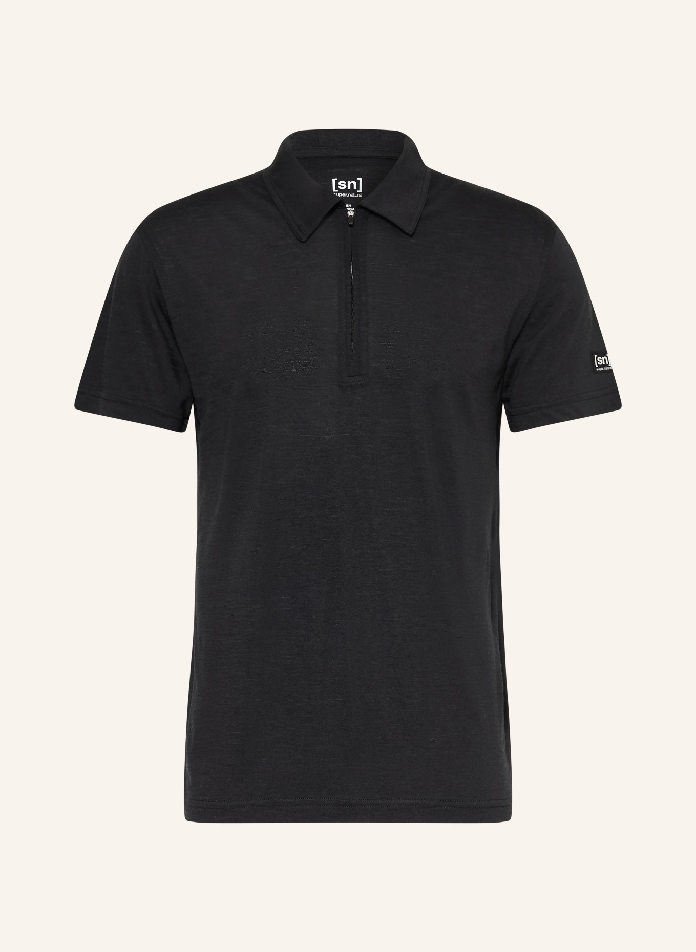 super.natural Funktions-Poloshirt mit Merinowolle: SCHWARZ