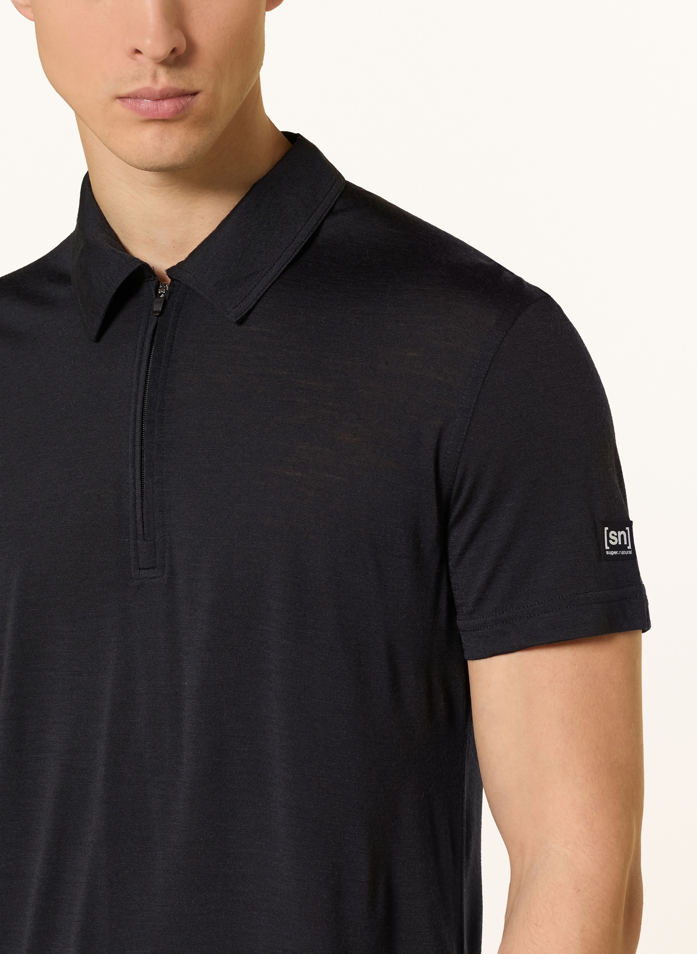 super.natural Funktions-Poloshirt mit Merinowolle: SCHWARZ