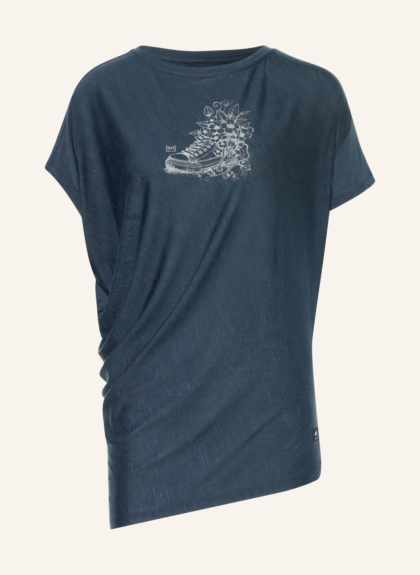 super.natural Funktionsshirt FLOWER SNEAKERS mit Merinowolle: DUNKELBLAU