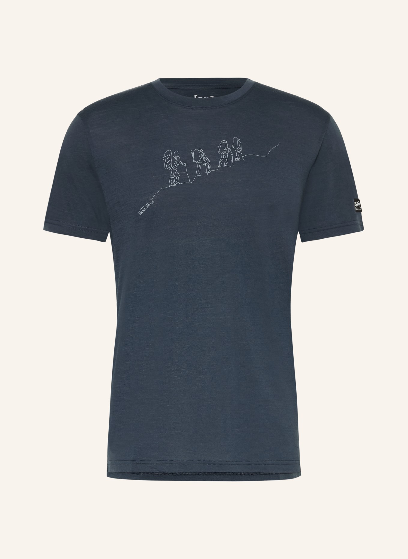 super.natural Funktionsshirt HIKING mit Merinowolle: DUNKELBLAU / WEISS
