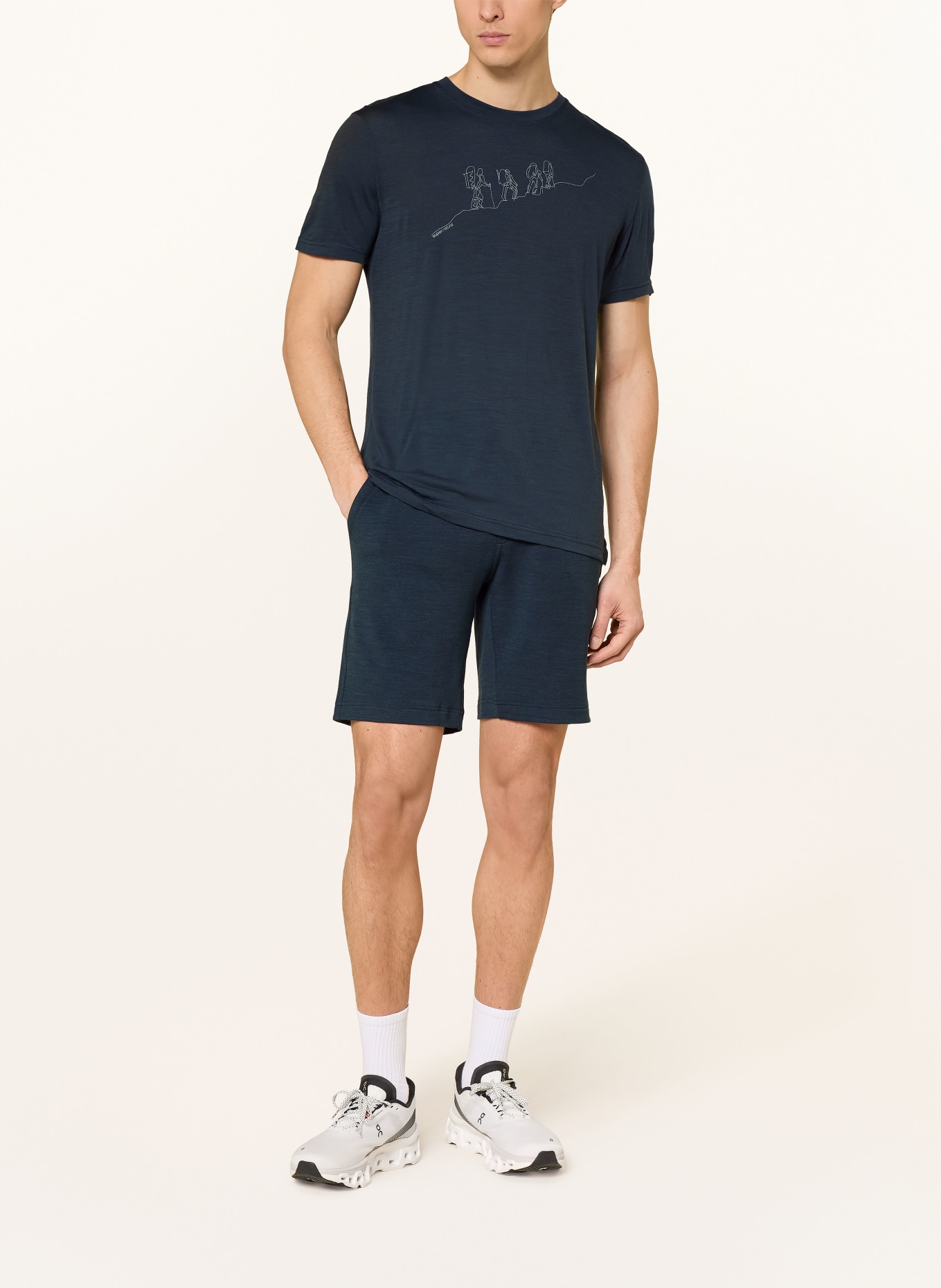 super.natural Funktionsshirt HIKING mit Merinowolle: DUNKELBLAU / WEISS