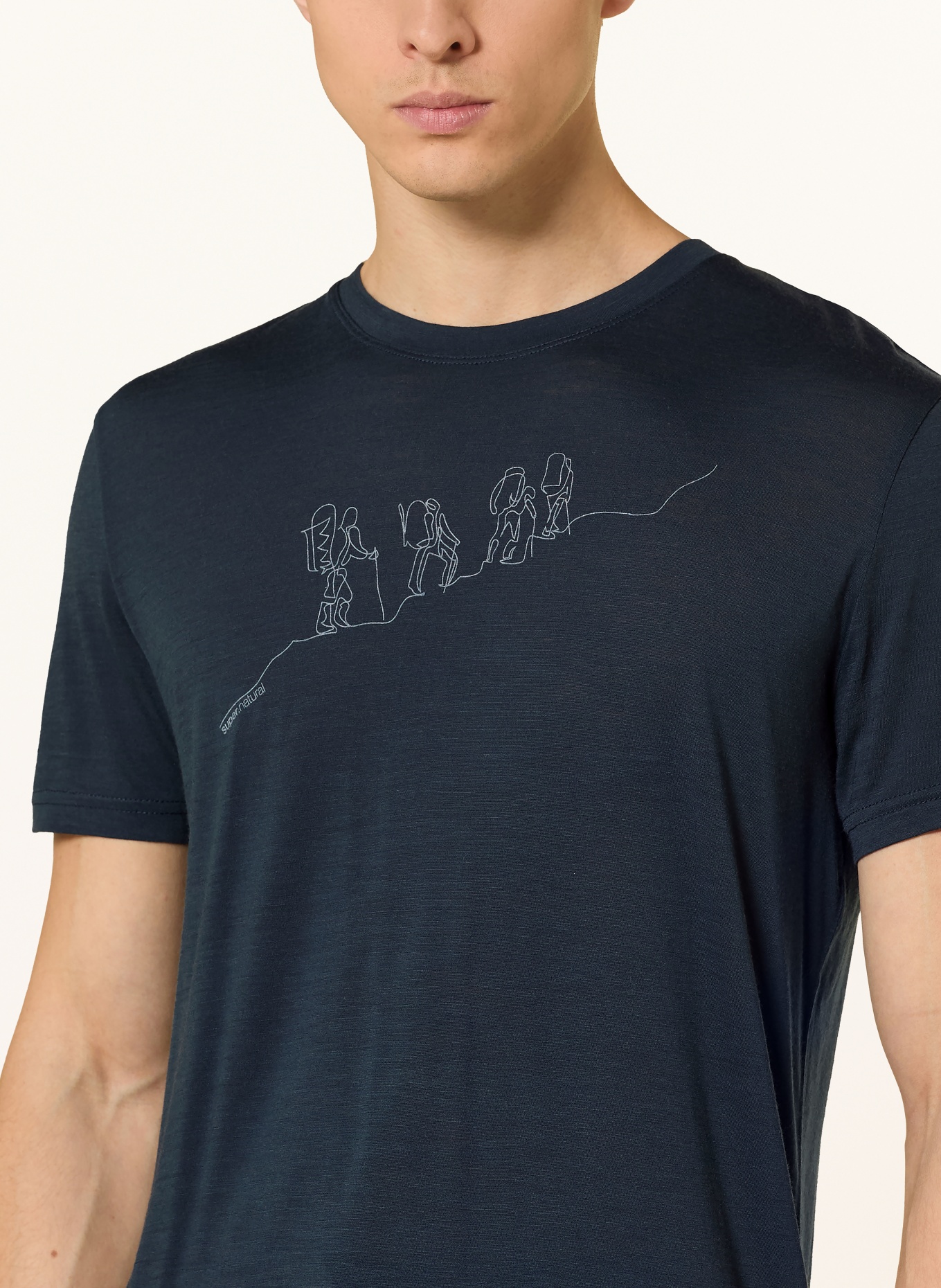 super.natural Funktionsshirt HIKING mit Merinowolle: DUNKELBLAU / WEISS