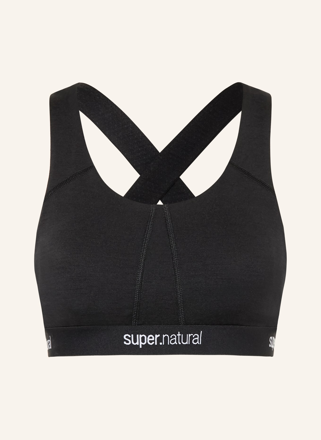 super.natural Sportbeha FEEL GOOD met mesh en merinowol: ZWART