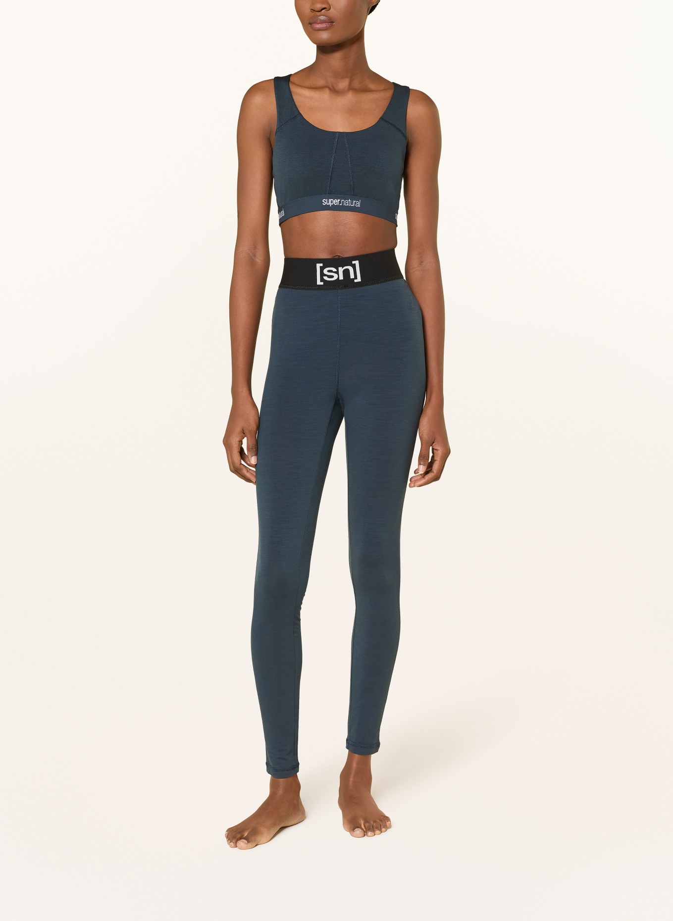 super.natural Sport-BH FEEL GOOD mit Mesh und Merinowolle: DUNKELBLAU
