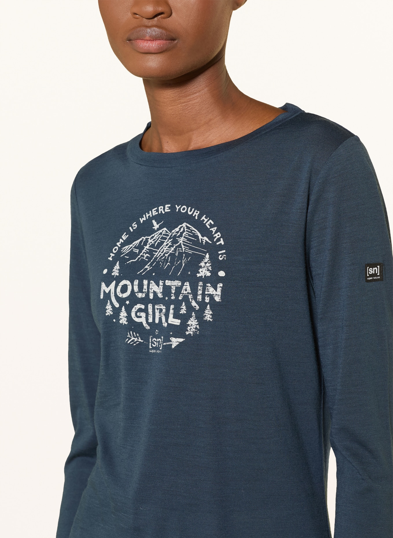 super.natural Funktionsshirt MOUNTAIN GIRL mit Merinowolle: DUNKELBLAU / WEISS