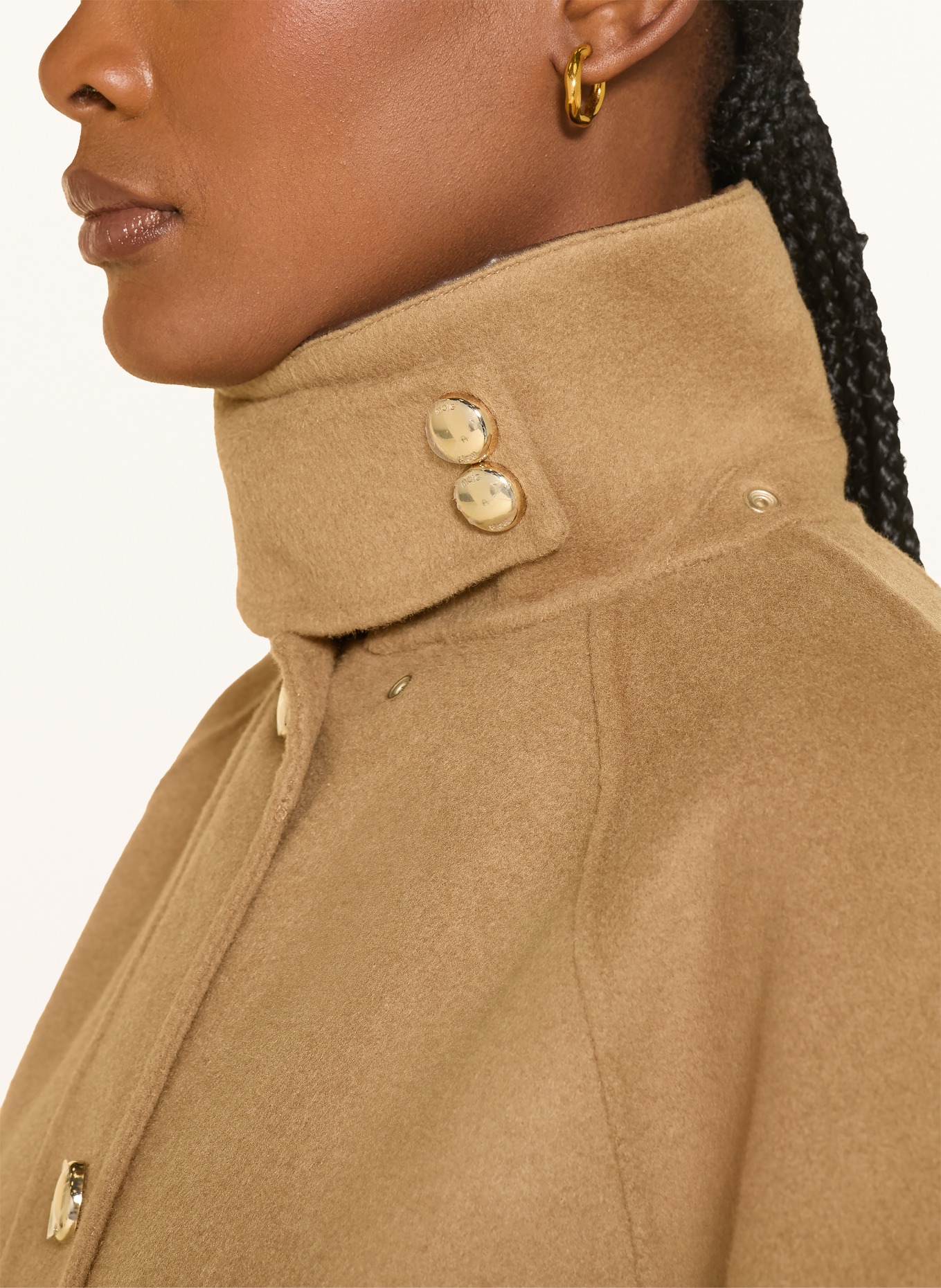 maje Jacke mit abnehmbarer Kapuze: BEIGE / DUNKELBRAUN / DUNKELBLAU