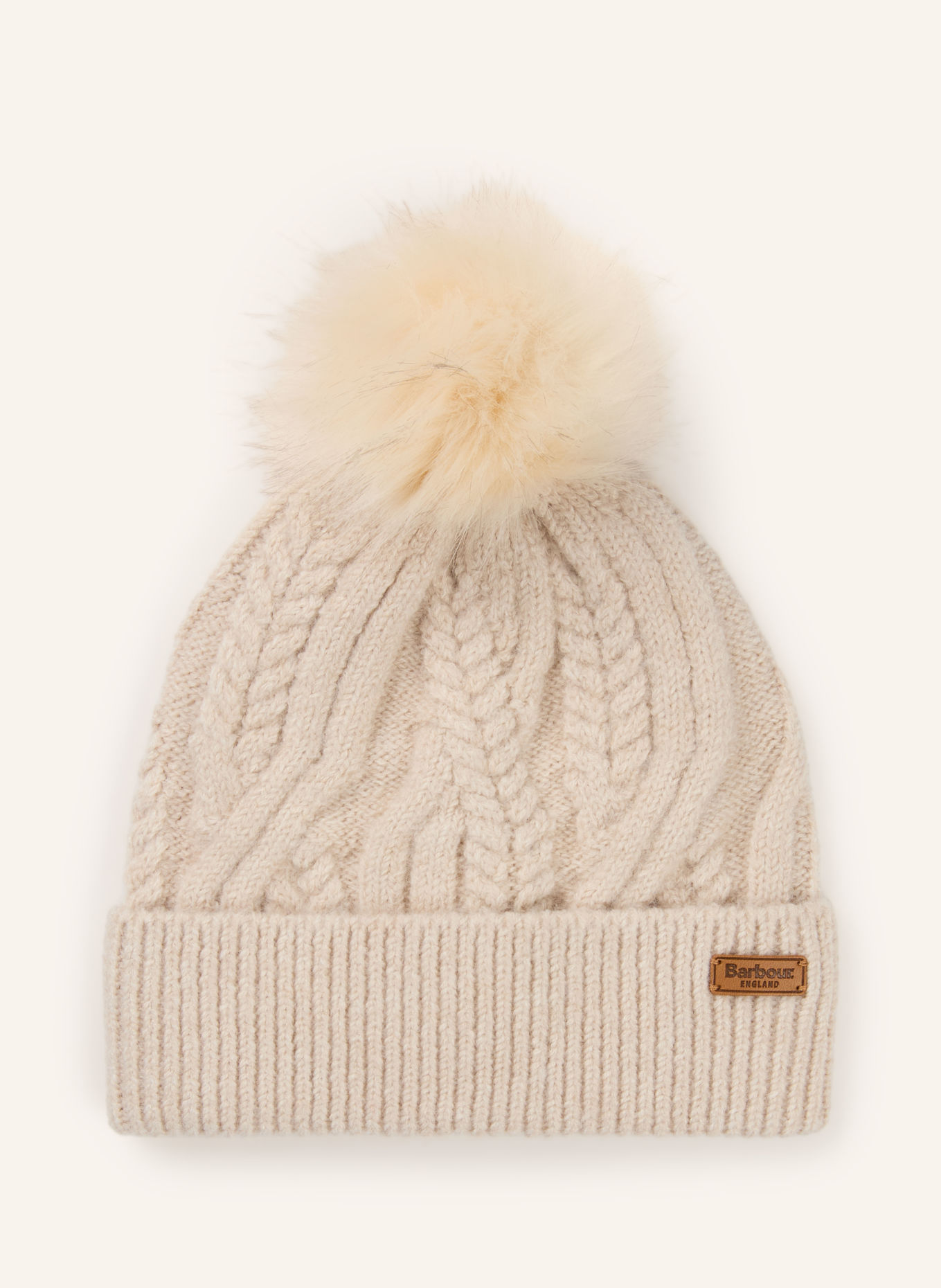Barbour Căciulă ELSDON cu blană artificială: CREM