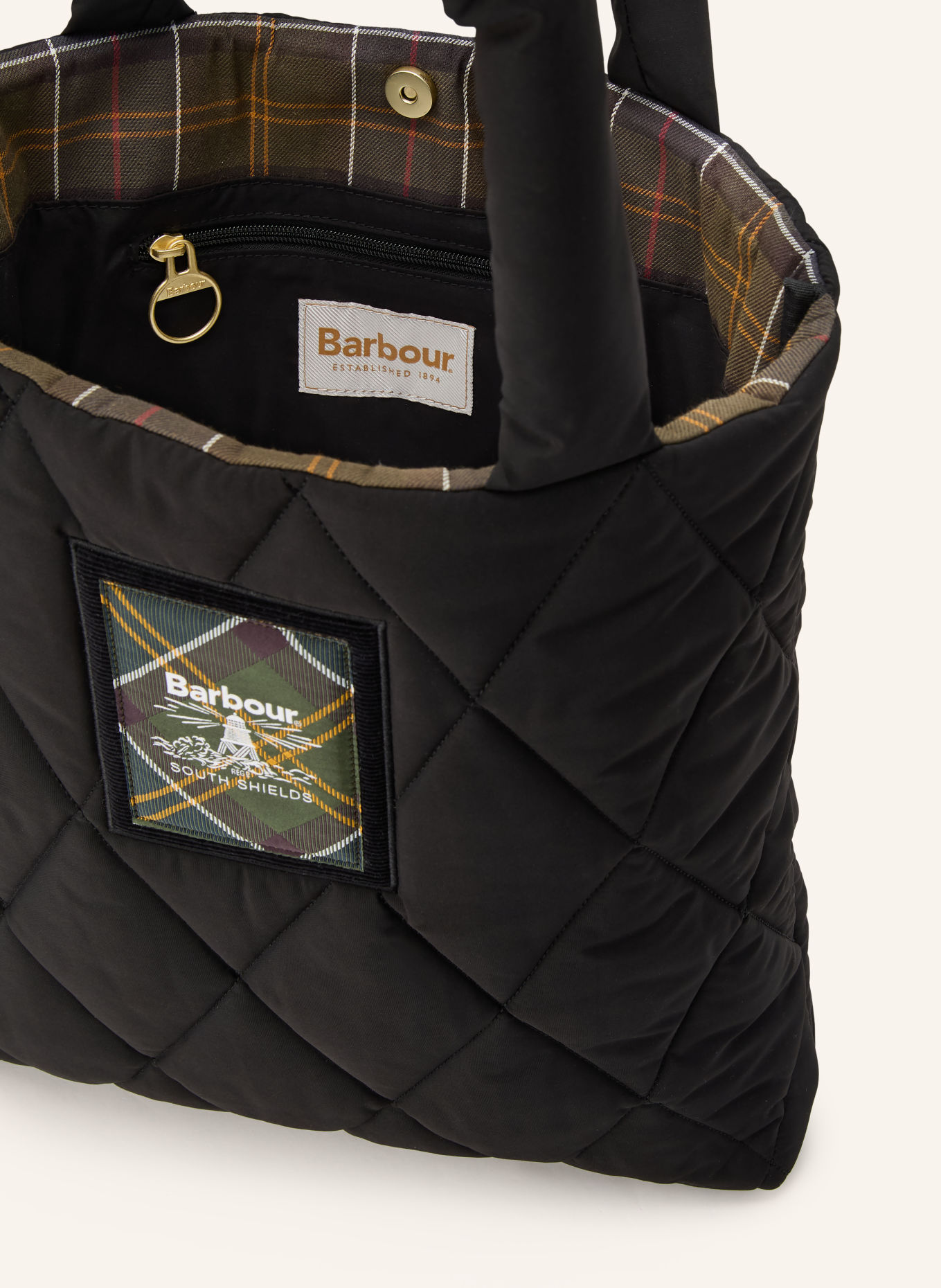 Barbour Shopper CONNIE: ZWART / GROEN / WIT