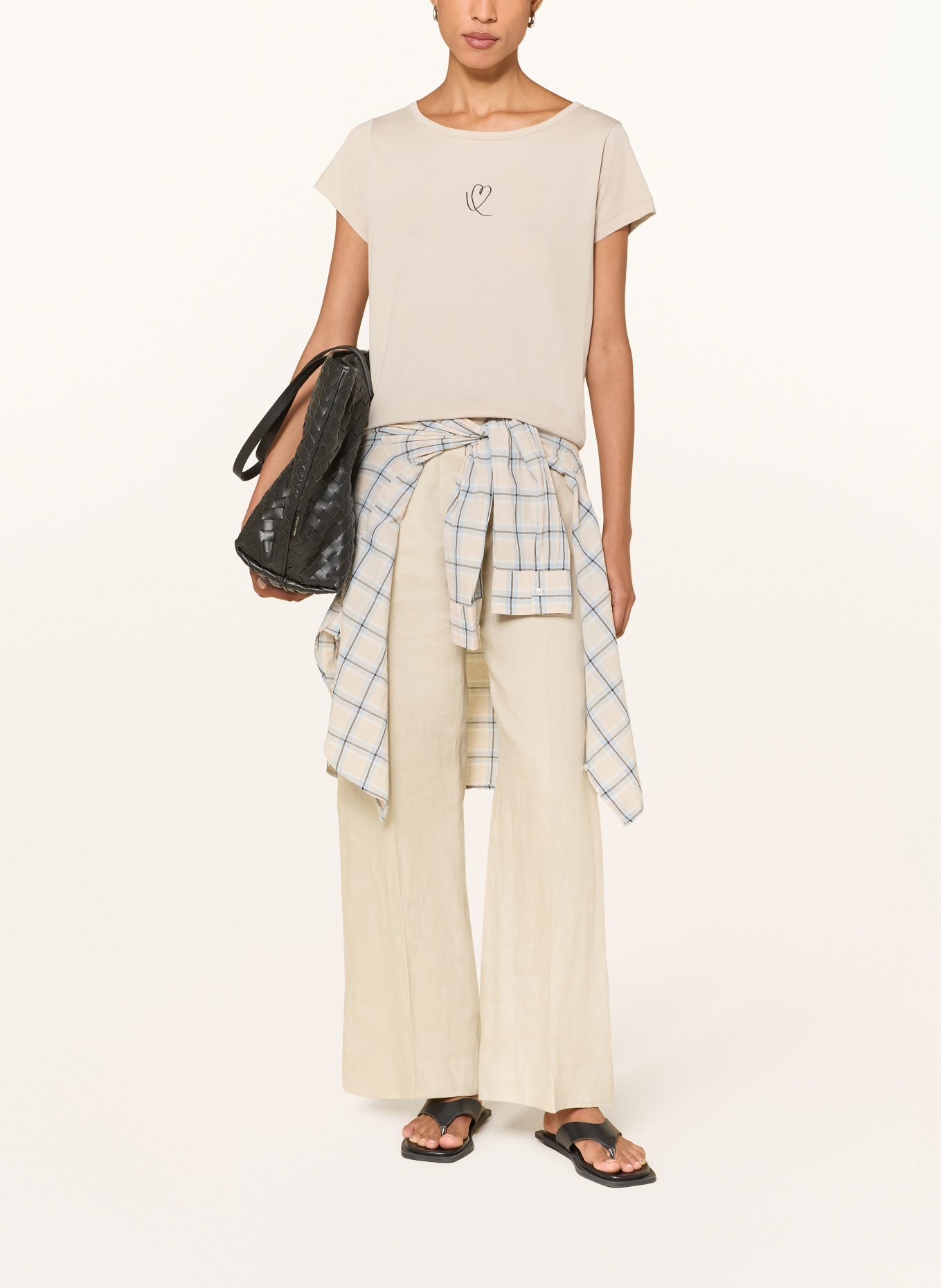 Marc O'Polo T-Shirt: BEIGE / DUNKELBRAUN