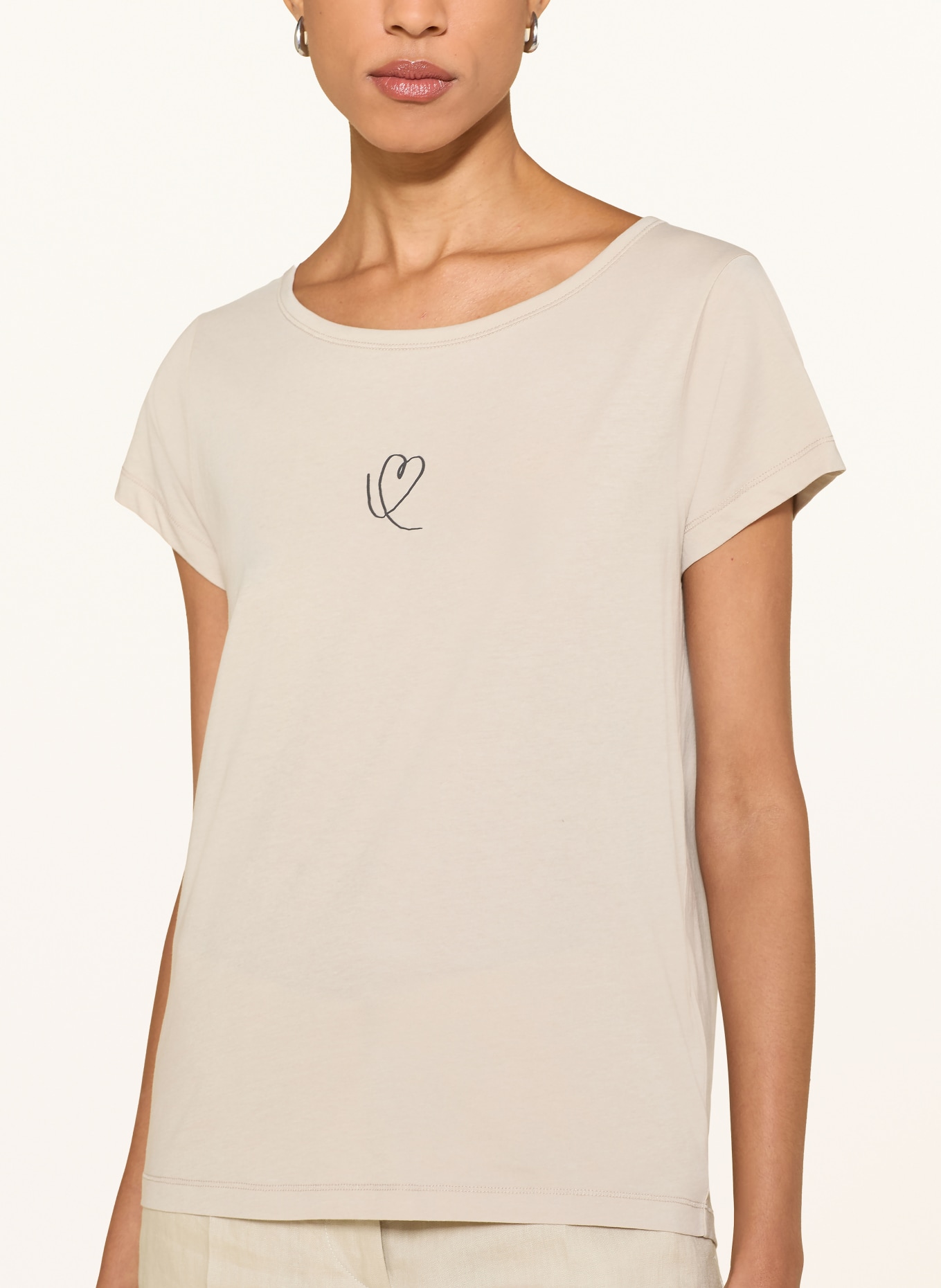 Marc O'Polo T-Shirt: BEIGE / DUNKELBRAUN
