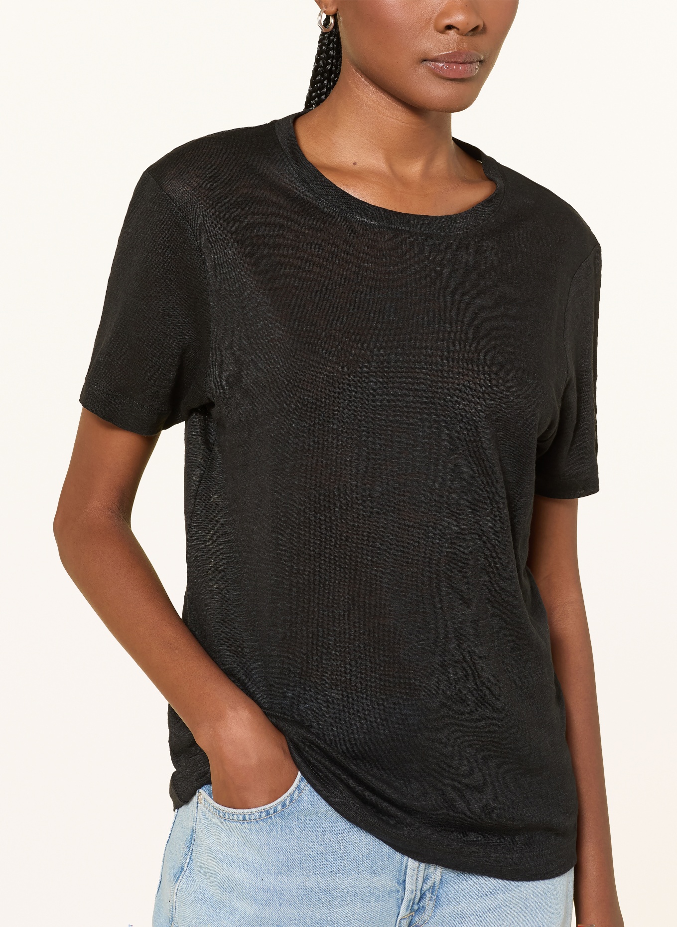 COS Linen T-shirt: BLACK