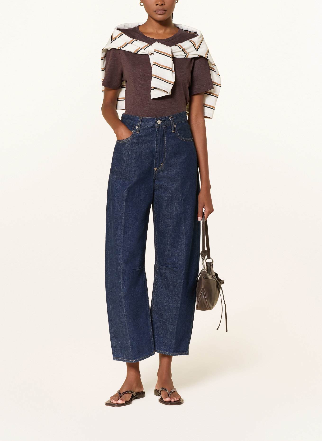 COS Linen T-shirt: DARK BROWN