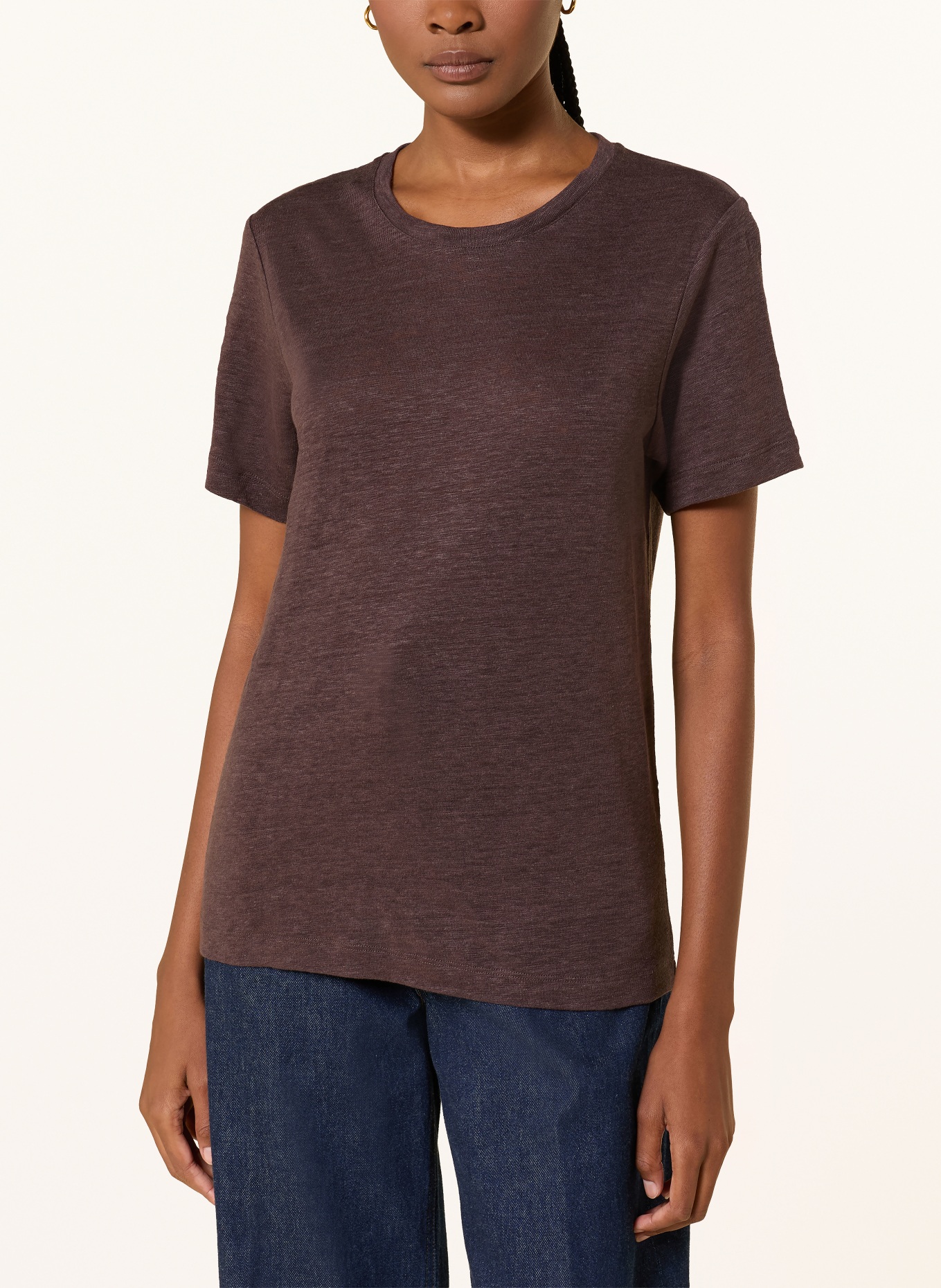 COS Linen T-shirt: DARK BROWN