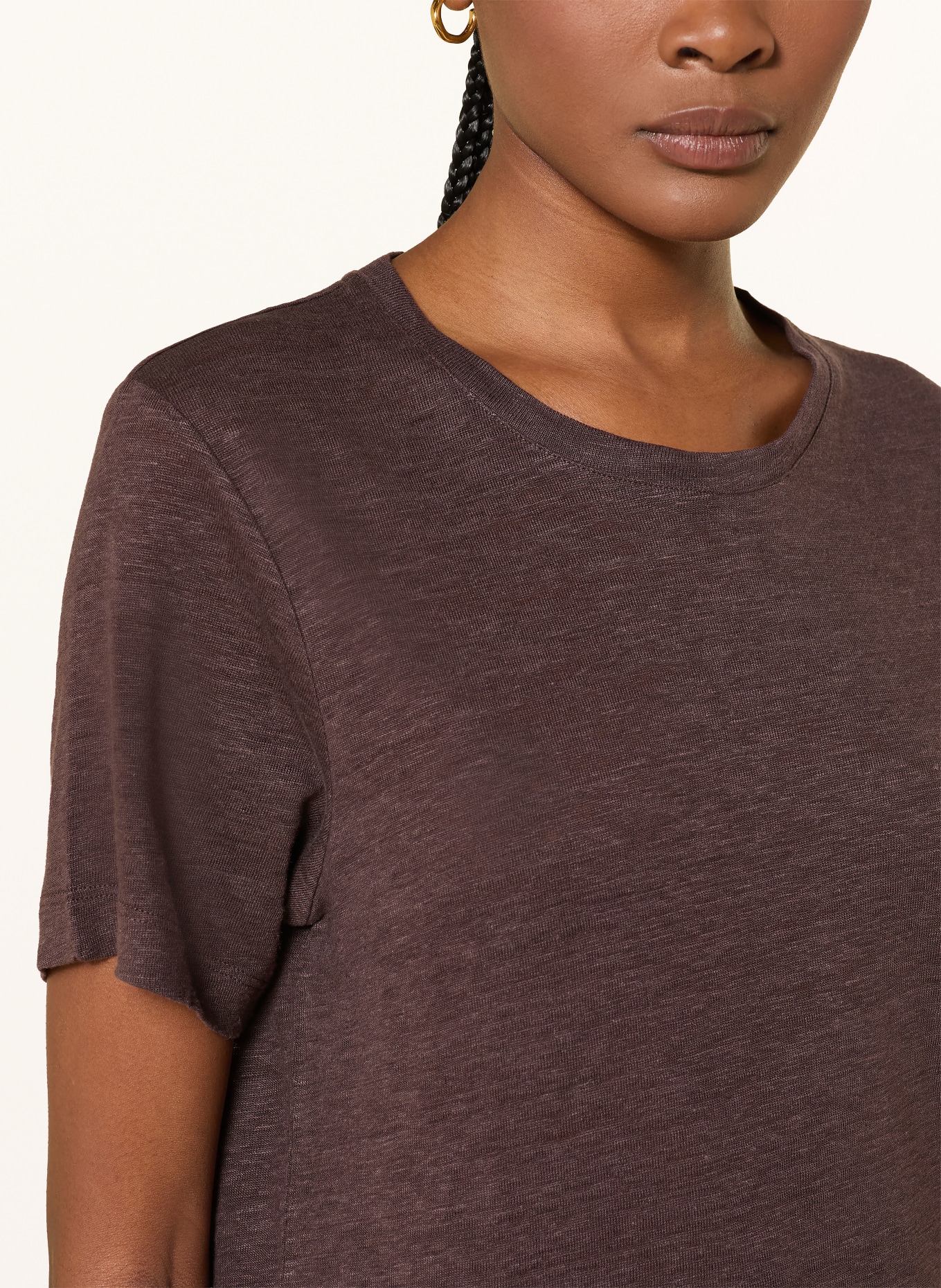 COS Linen T-shirt: DARK BROWN