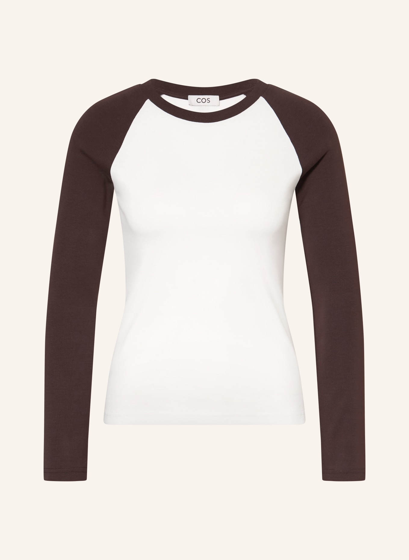 COS Long-sleeve: DARK BROWN / WHITE