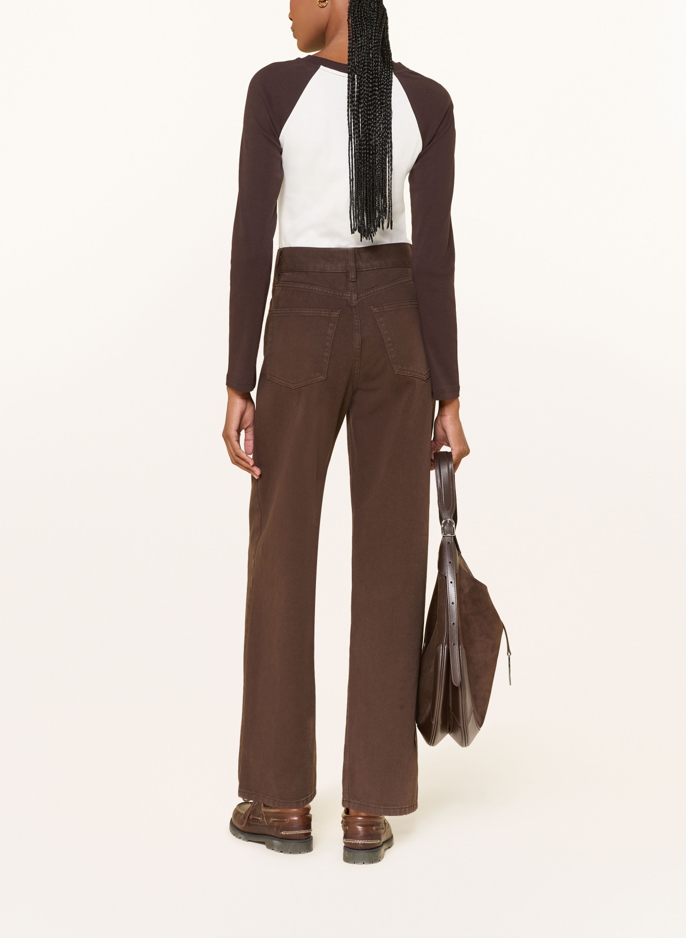 COS Long-sleeve: DARK BROWN / WHITE