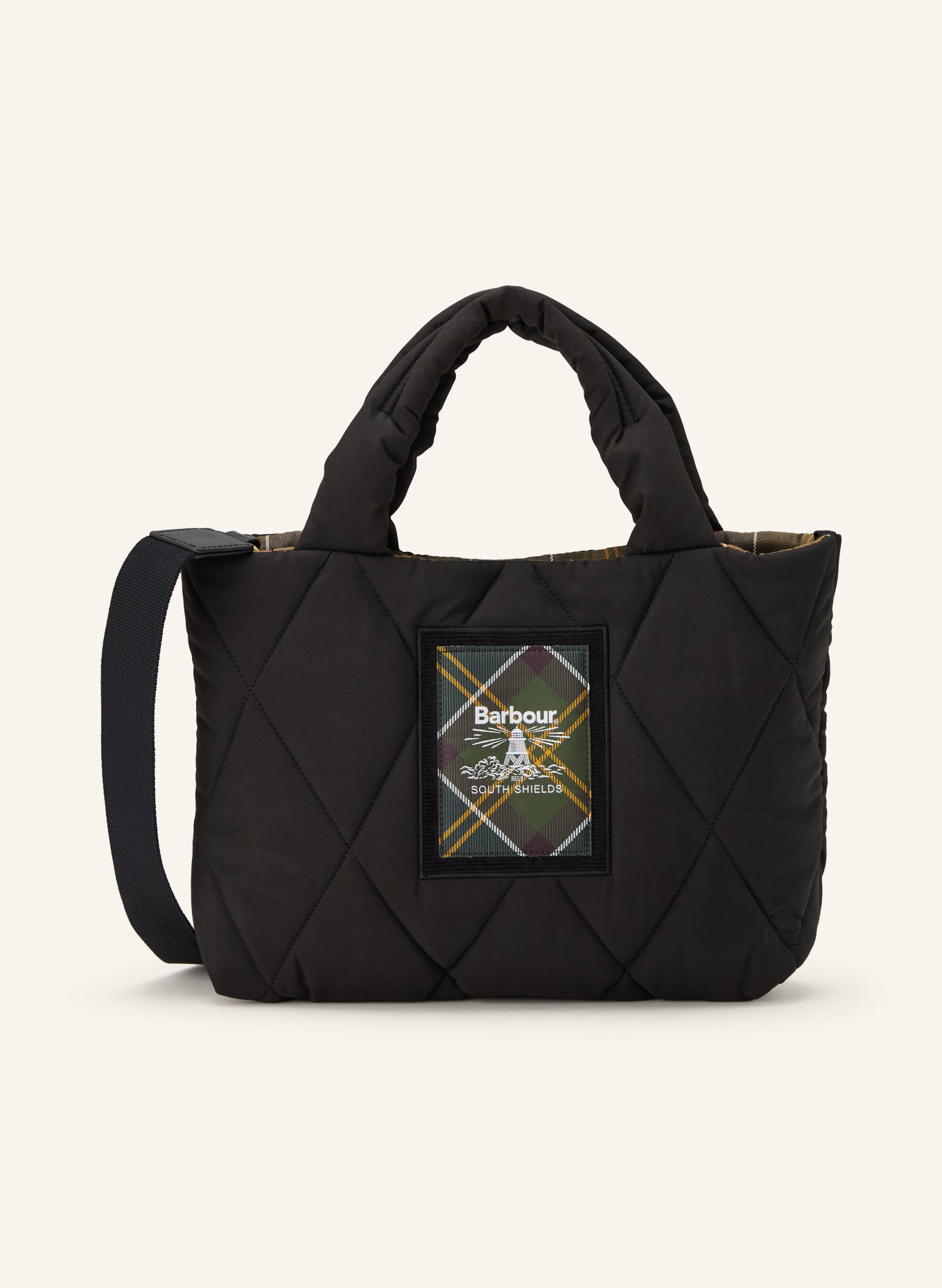 Barbour CONNIE MINI Tote Bag: BLACK / GREEN