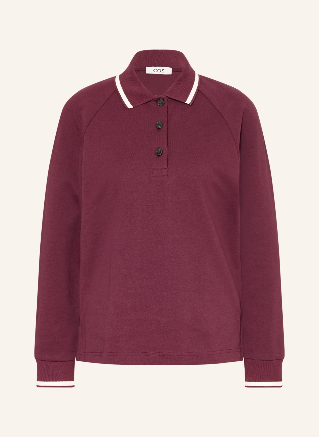 COS Sweatshirt-style polo shirt: DARK RED / WHITE