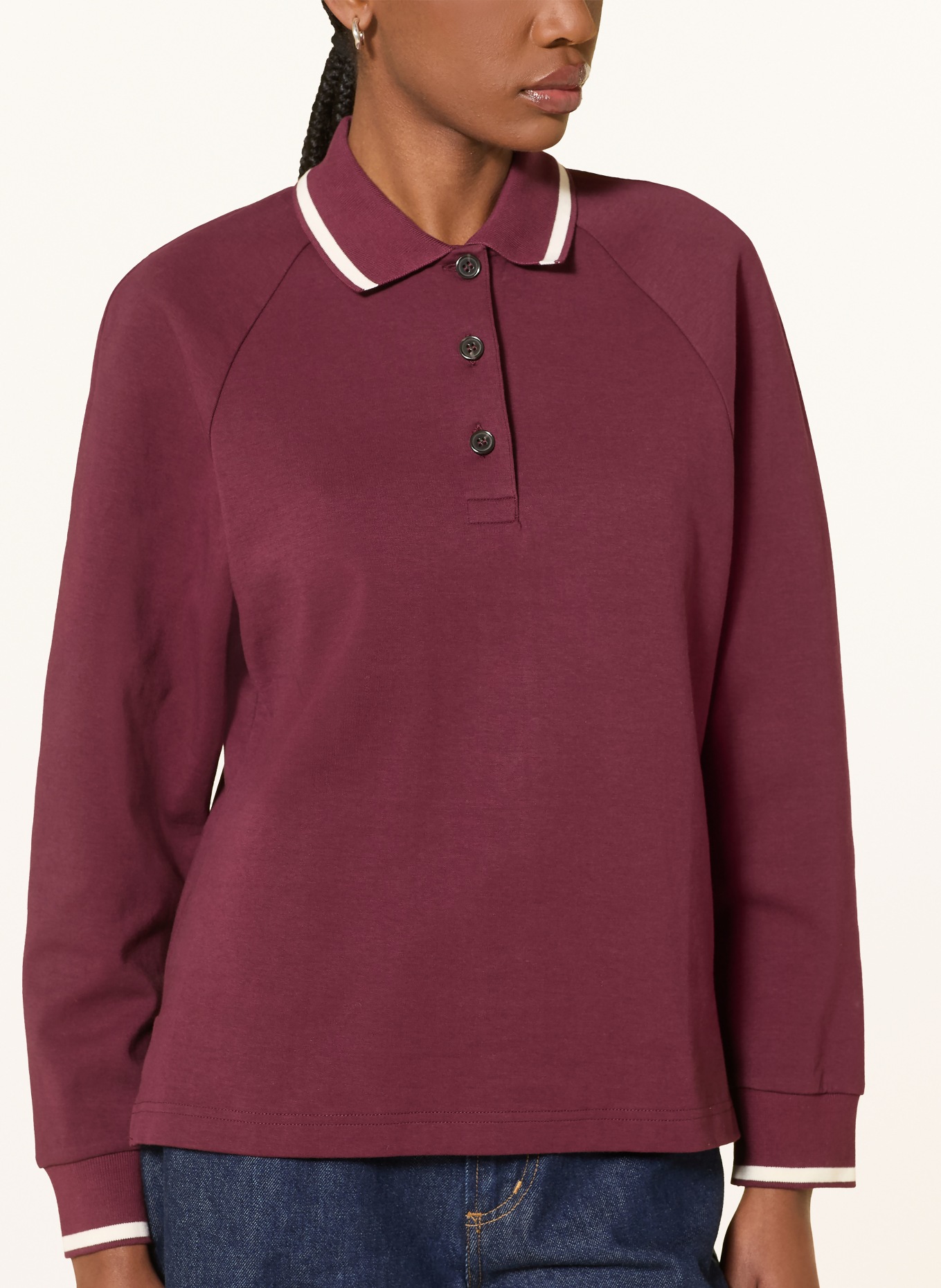 COS Sweatshirt-style polo shirt: DARK RED / WHITE