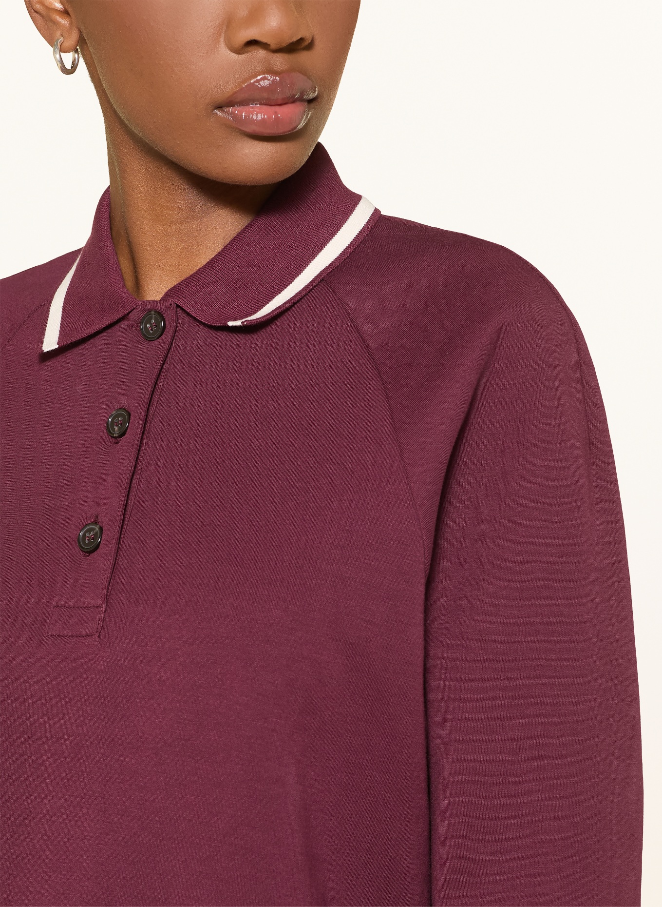 COS Sweatshirt-style polo shirt: DARK RED / WHITE