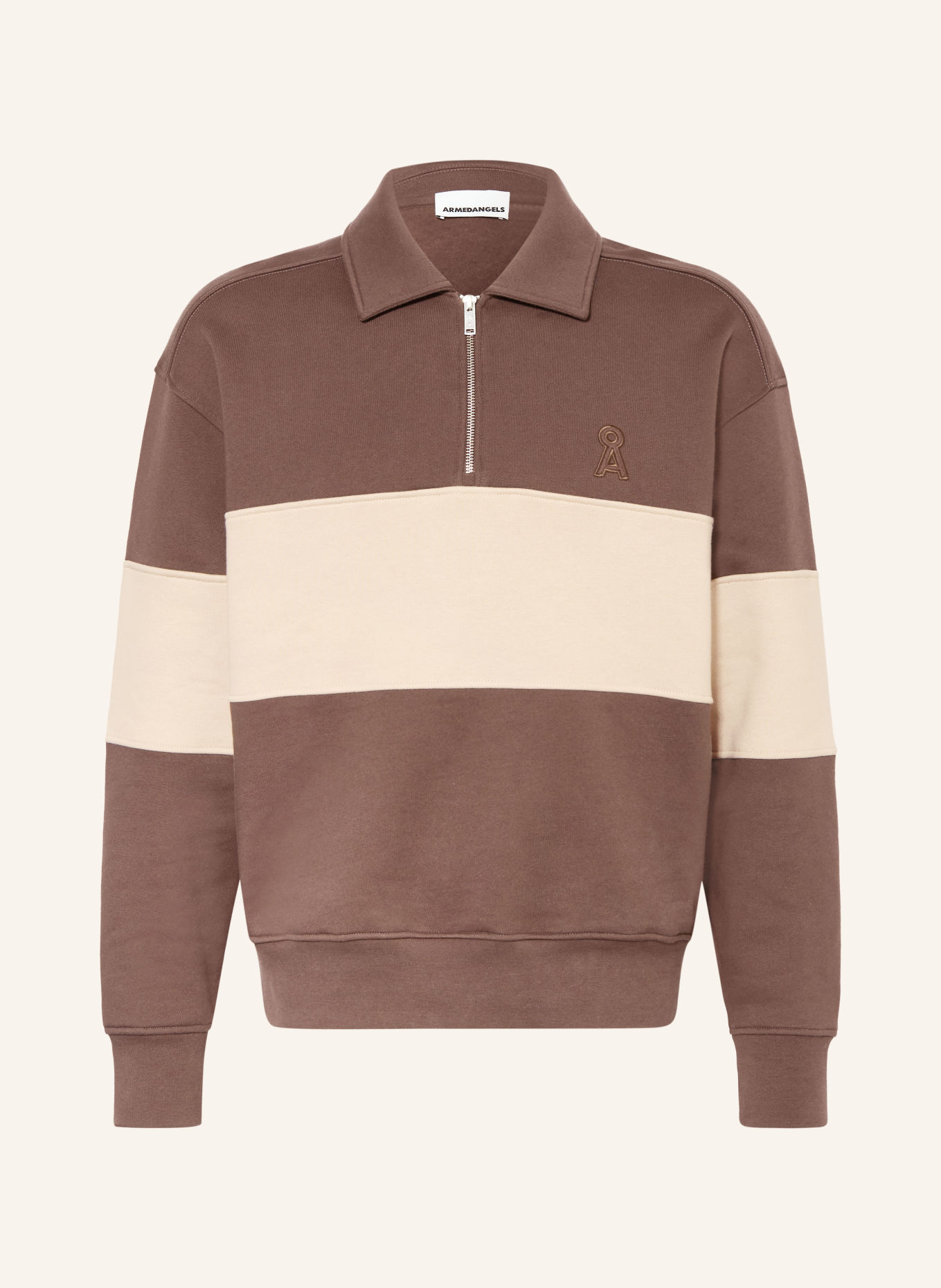 ARMEDANGELS Sweatshirt: DARK BROWN / BEIGE