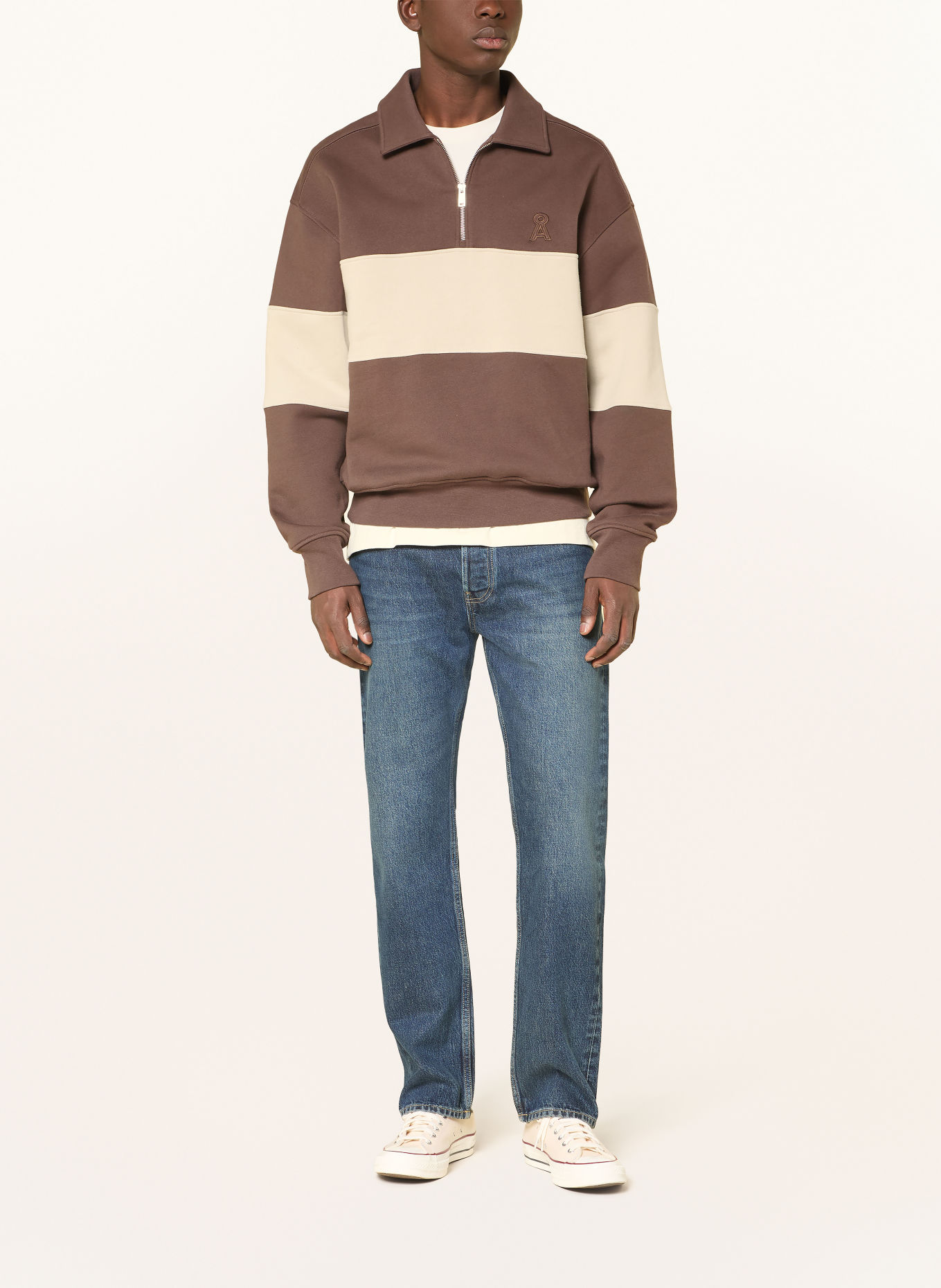 ARMEDANGELS Sweatshirt: DARK BROWN / BEIGE