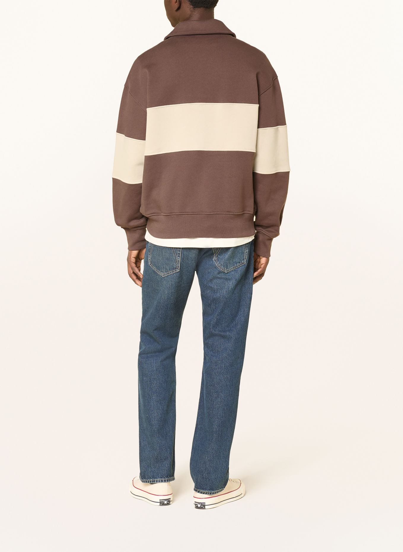 ARMEDANGELS Sweatshirt: DARK BROWN / BEIGE