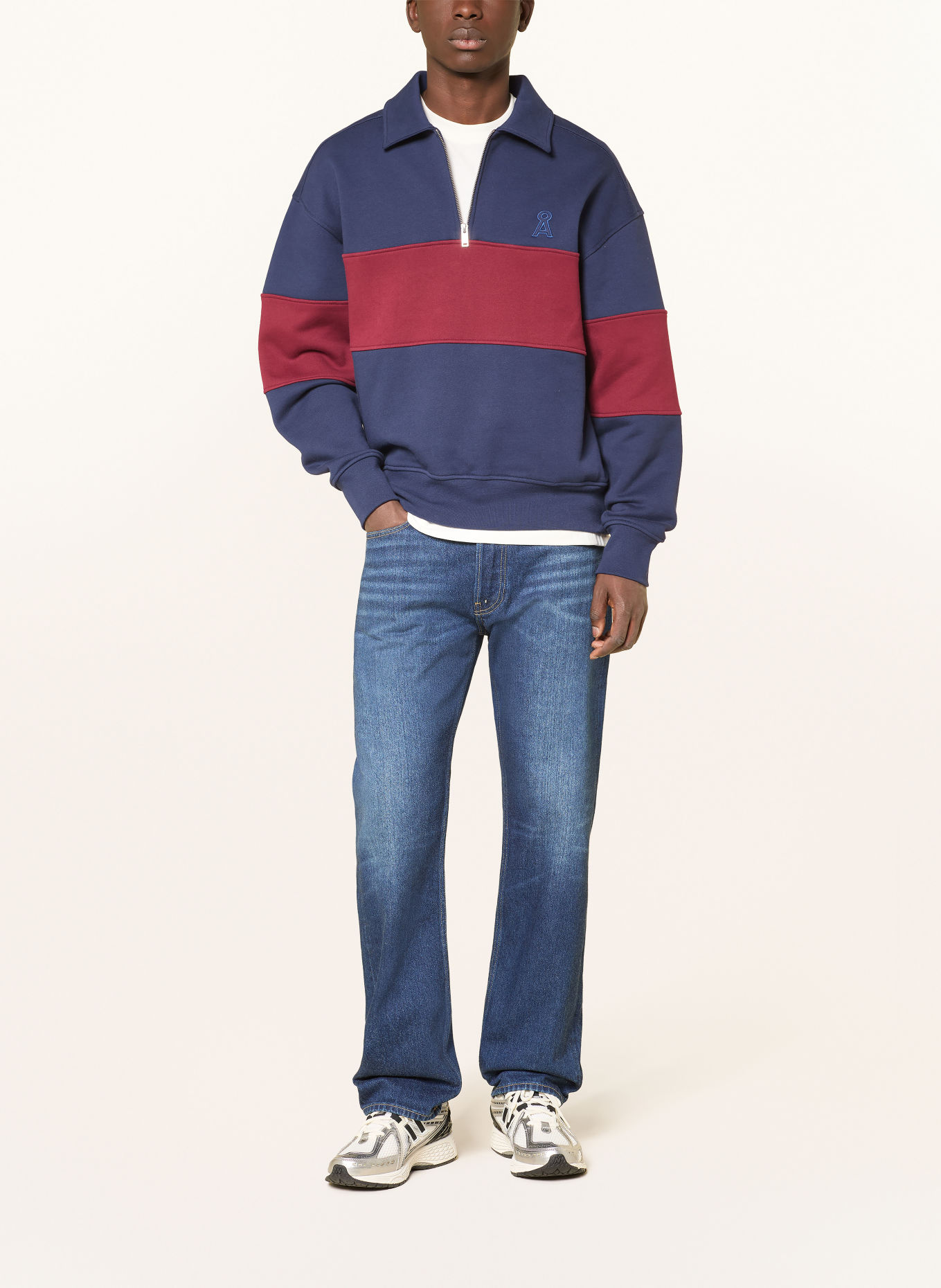 ARMEDANGELS Sweatshirt: MÖRKBLÅ / MÖRKRÖD