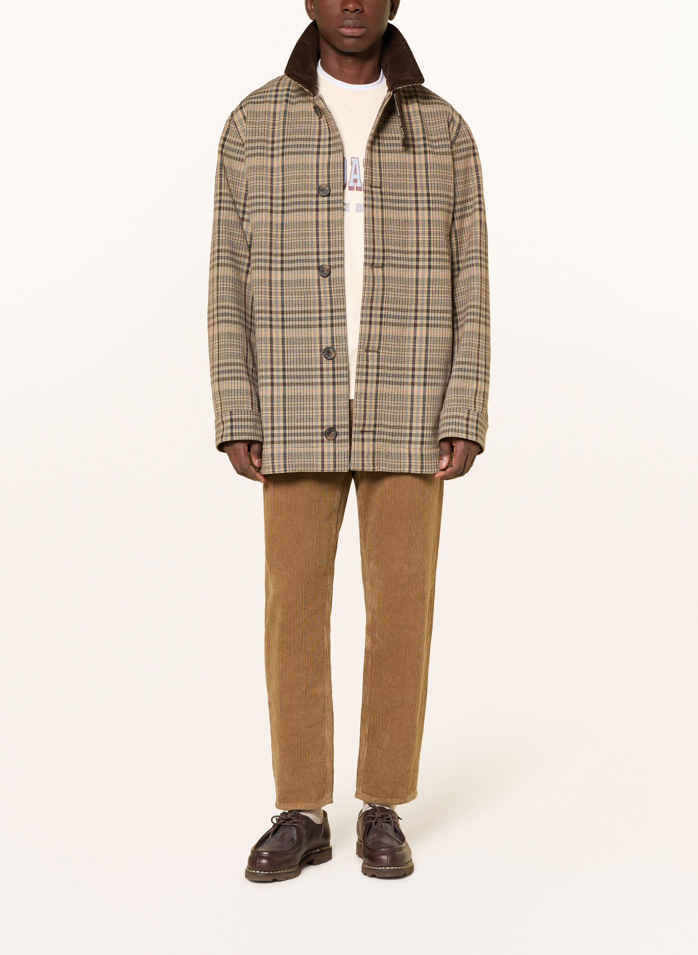 ARMEDANGELS Jacke: BEIGE / DUNKELROT / SCHWARZ