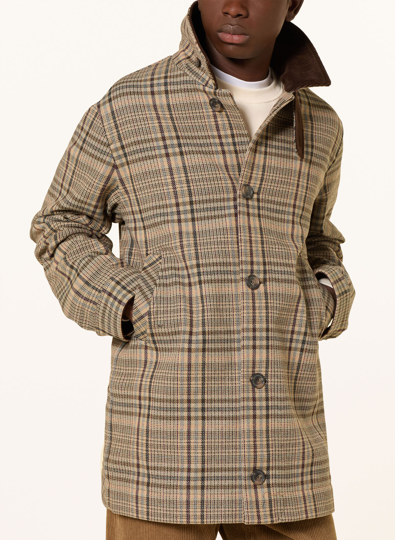 ARMEDANGELS Jacke: BEIGE / DUNKELROT / SCHWARZ