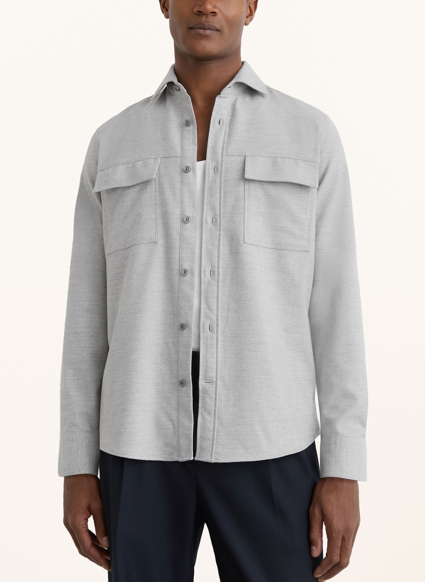 REISS Overshirt CHAMBER: LICHTGRIJS