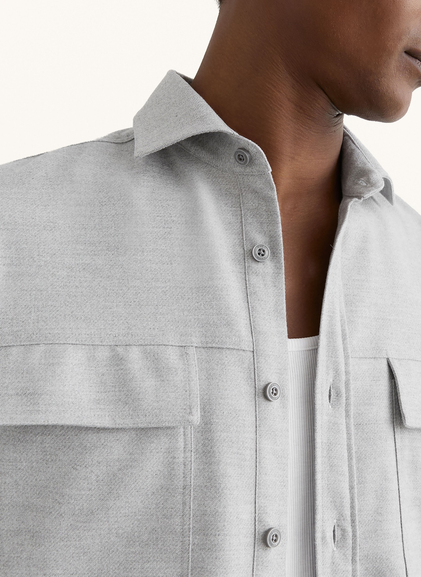 REISS Overshirt CHAMBER: LICHTGRIJS