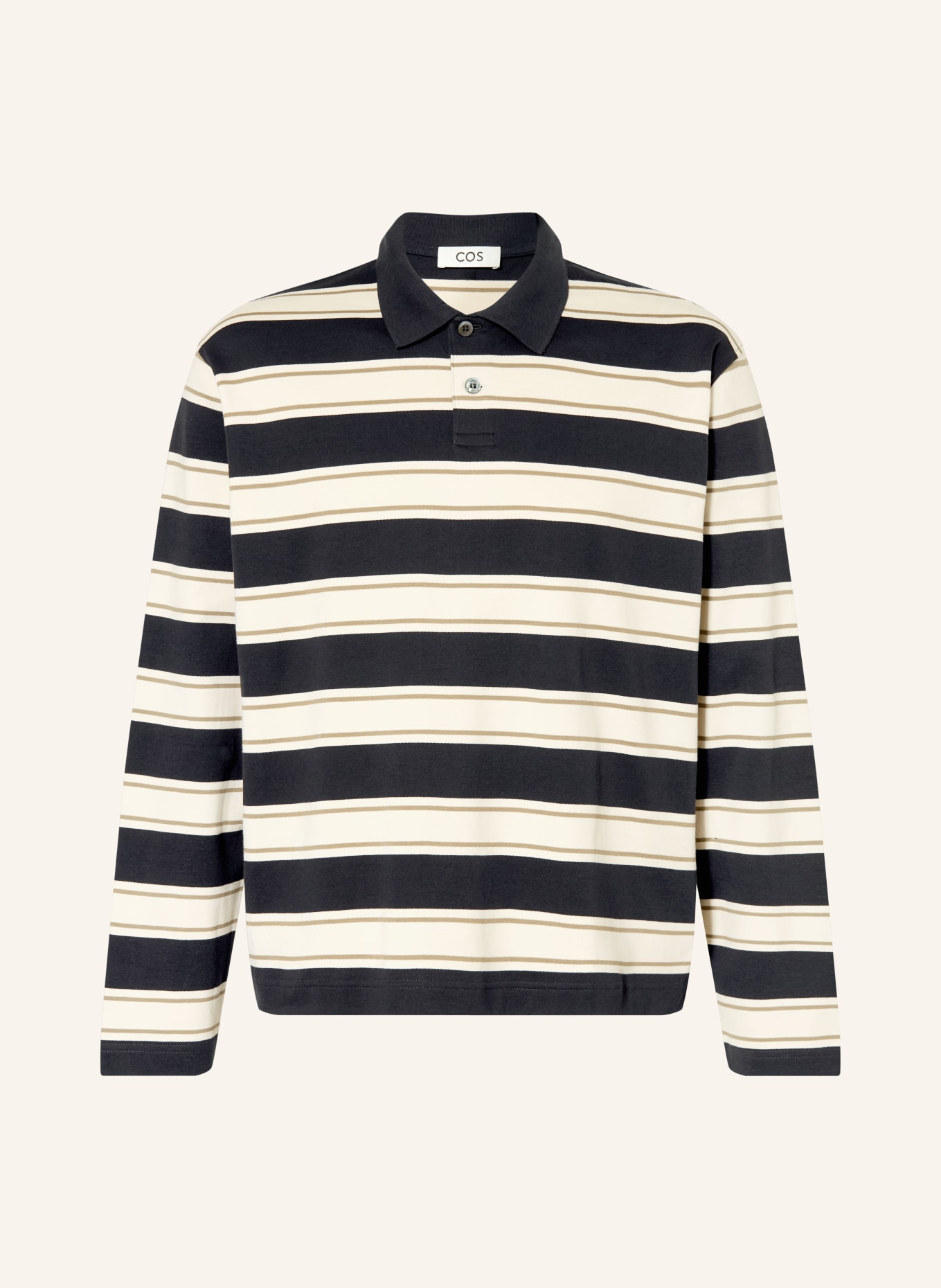 COS Jersey polo shirt: DARK BLUE / CREAM / KHAKI