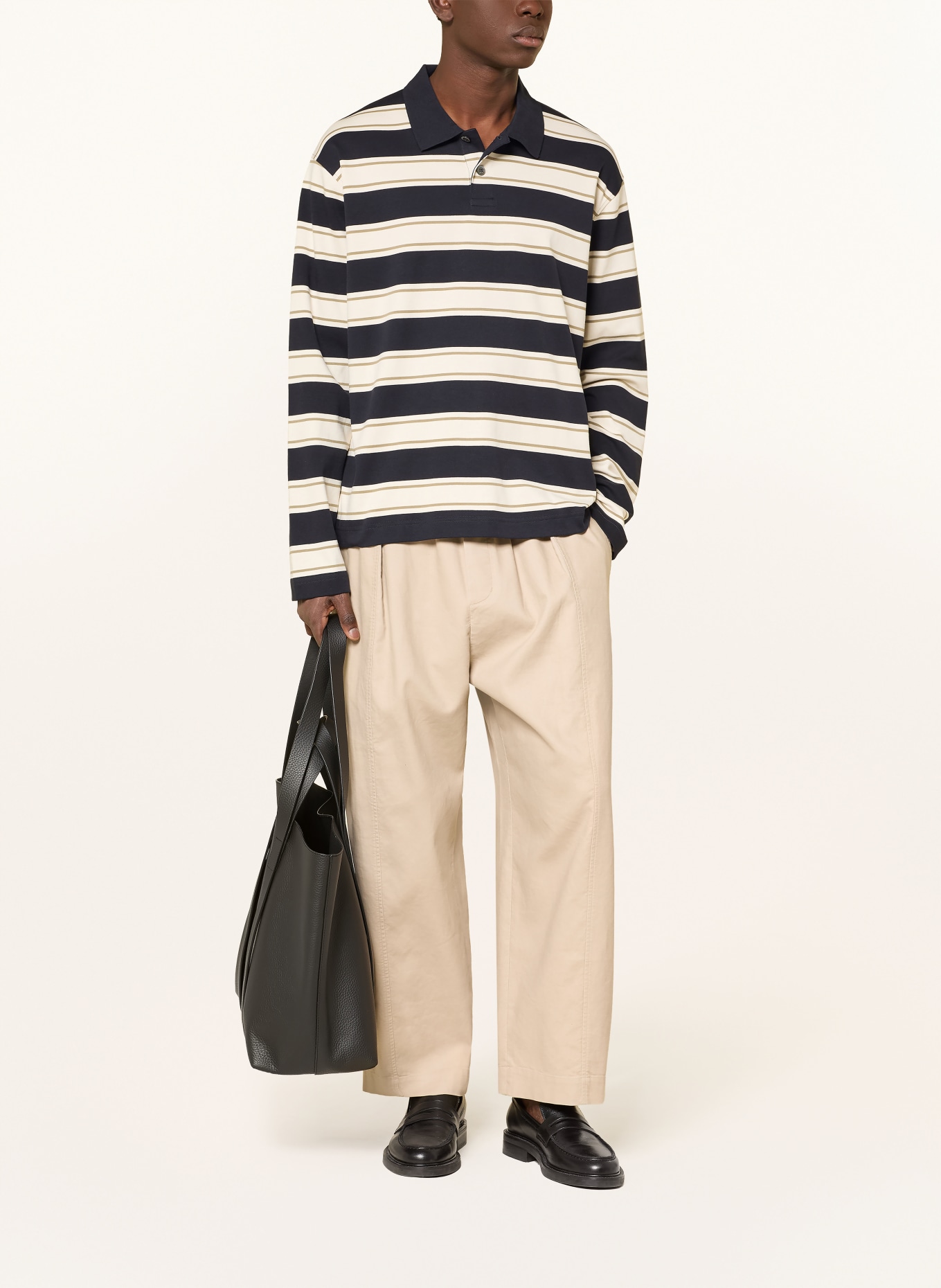 COS Jersey polo shirt: DARK BLUE / CREAM / KHAKI