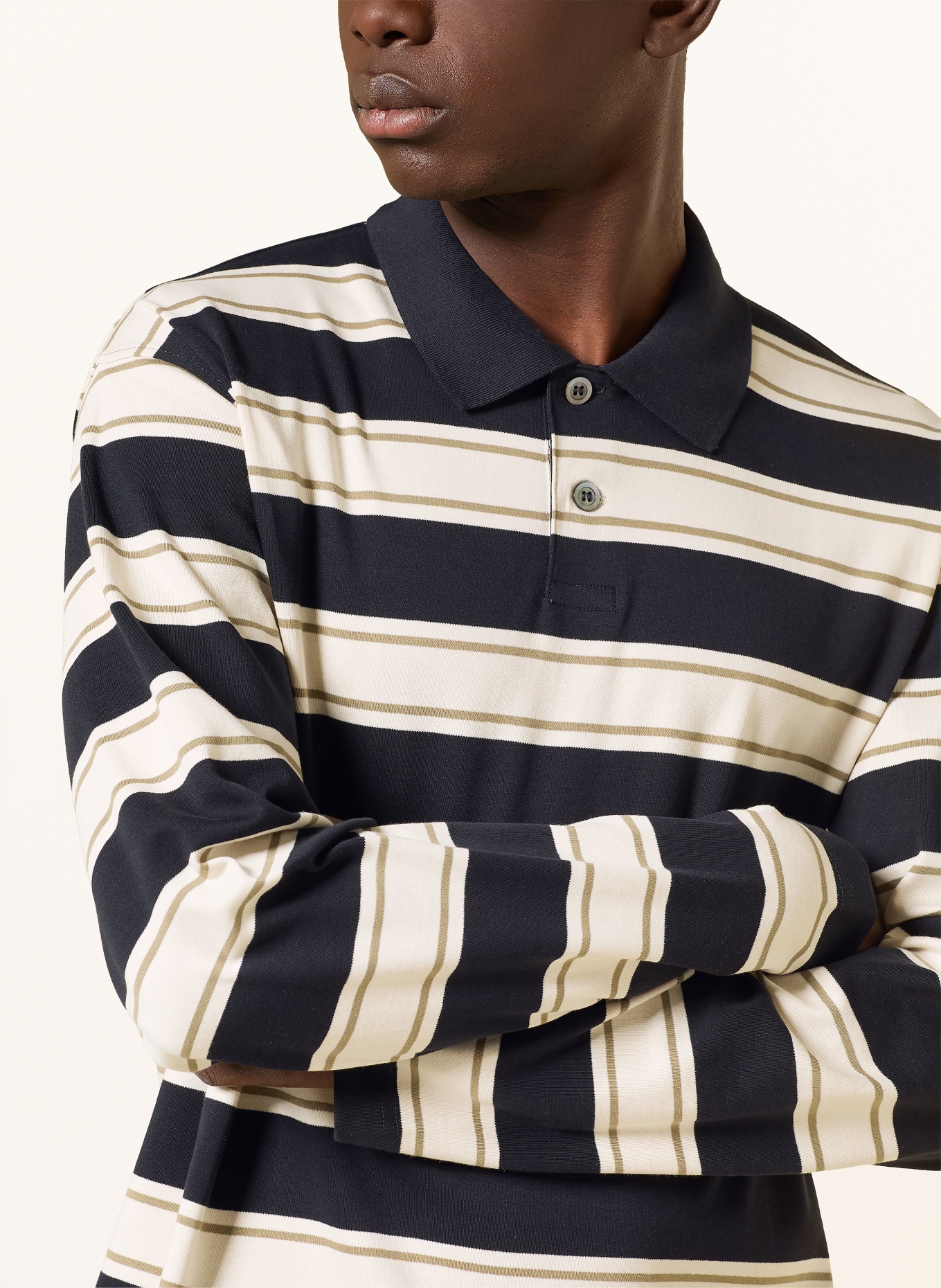 COS Jersey polo shirt: DARK BLUE / CREAM / KHAKI