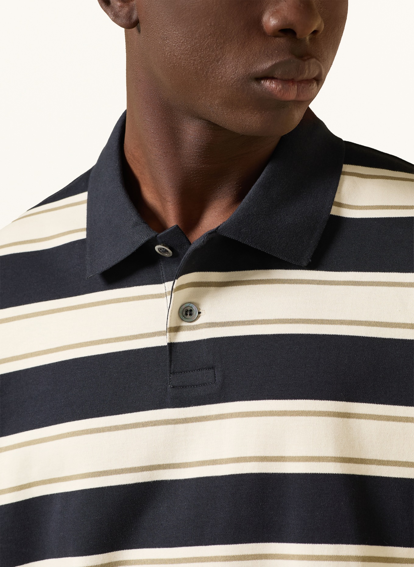 COS Jersey polo shirt: DARK BLUE / CREAM / KHAKI