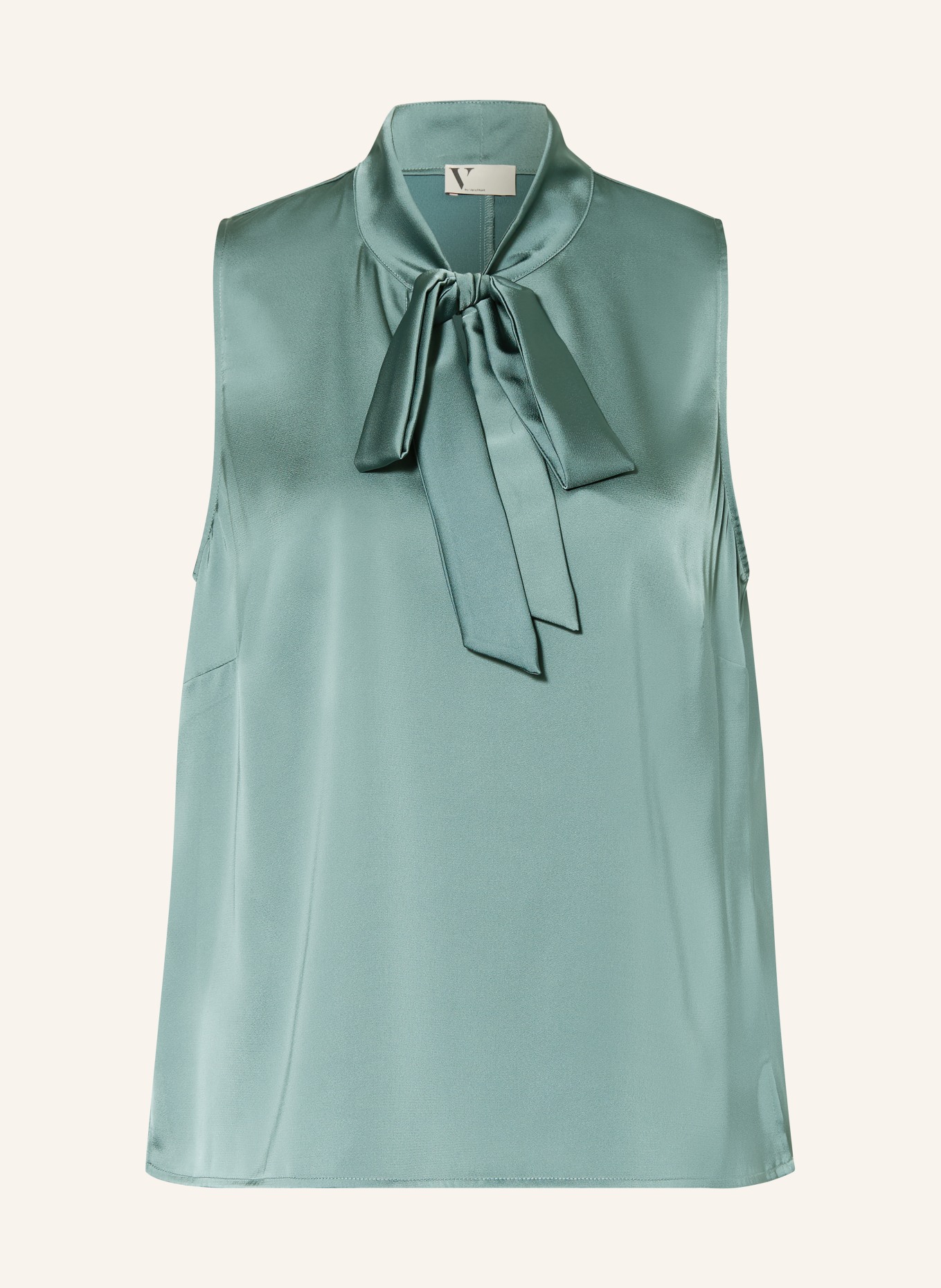V by Vera Mont Satin bow-tie blouse: TEAL