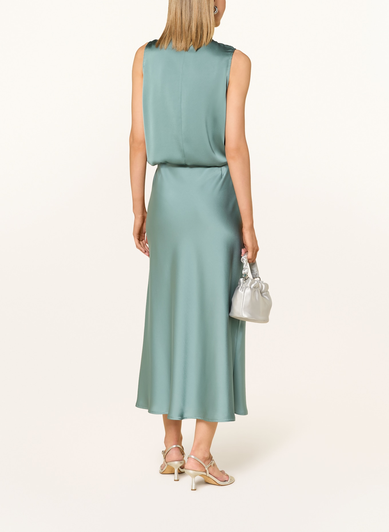 V by Vera Mont Satin bow-tie blouse: TEAL