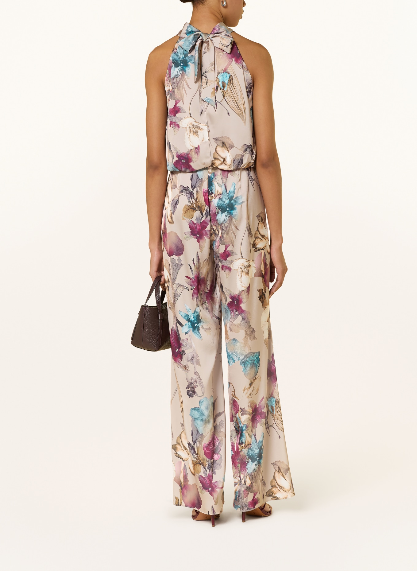 V by Vera Mont Satijnen jumpsuit: BEIGE / ROZE / PETROL