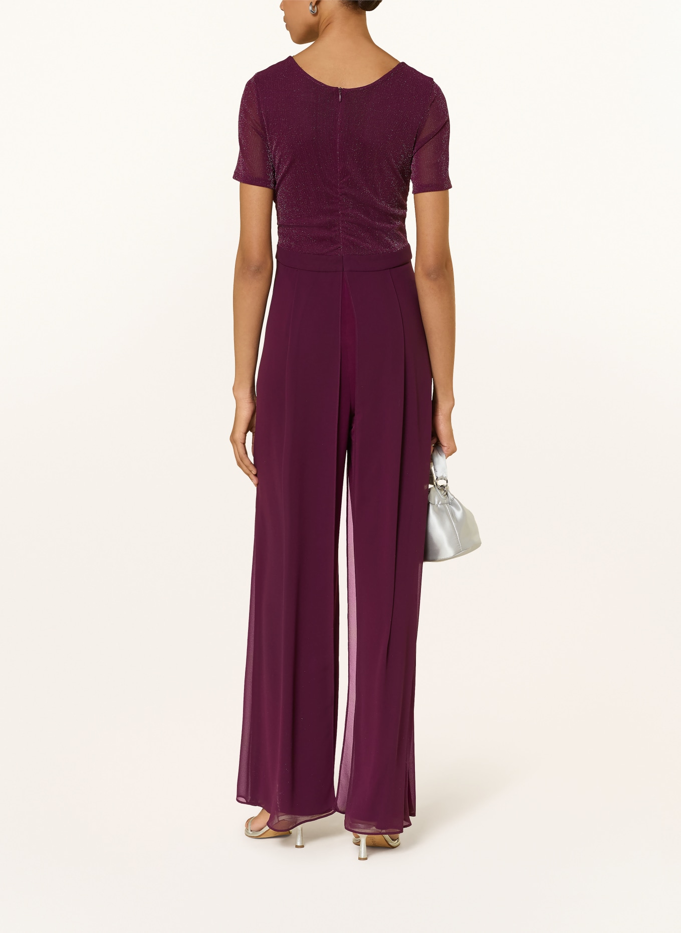 Vera Mont Jumpsuit im Materialmix mit Glitzegarn: DUNKELROT