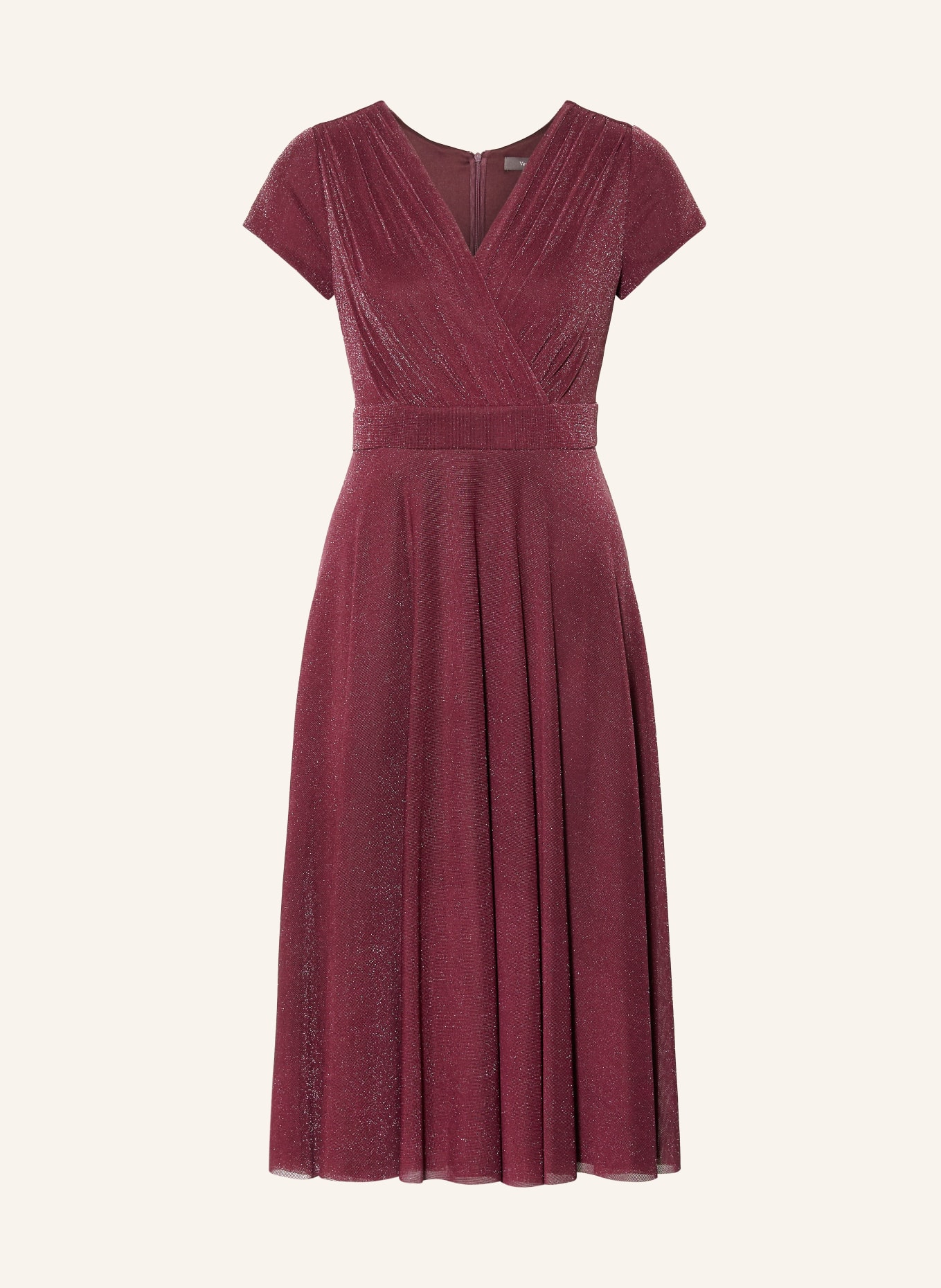 Vera Mont Jerseykleid in Wickeloptik mit Glitzergarn: DUNKELROT