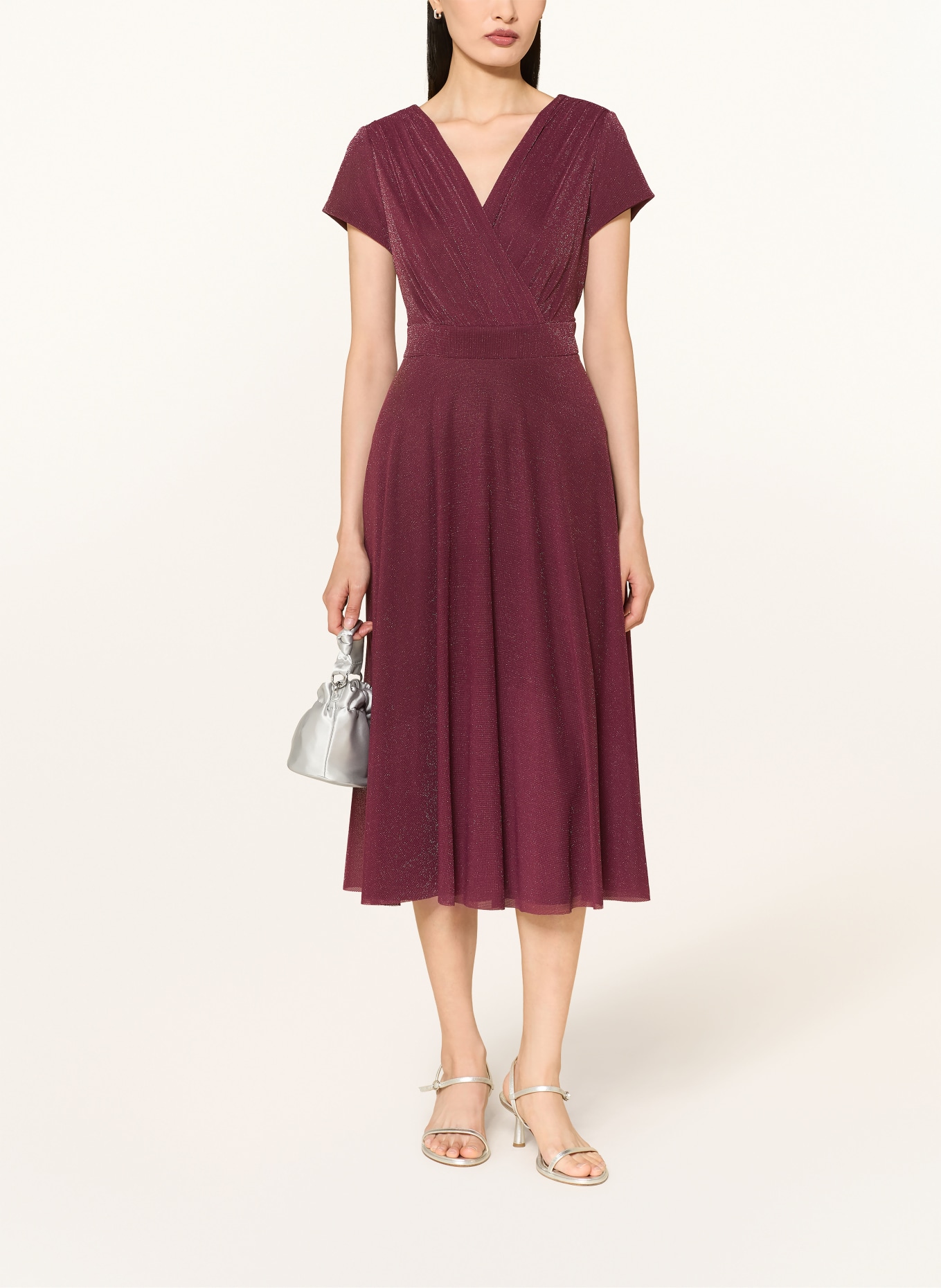 Vera Mont Jerseykleid in Wickeloptik mit Glitzergarn: DUNKELROT