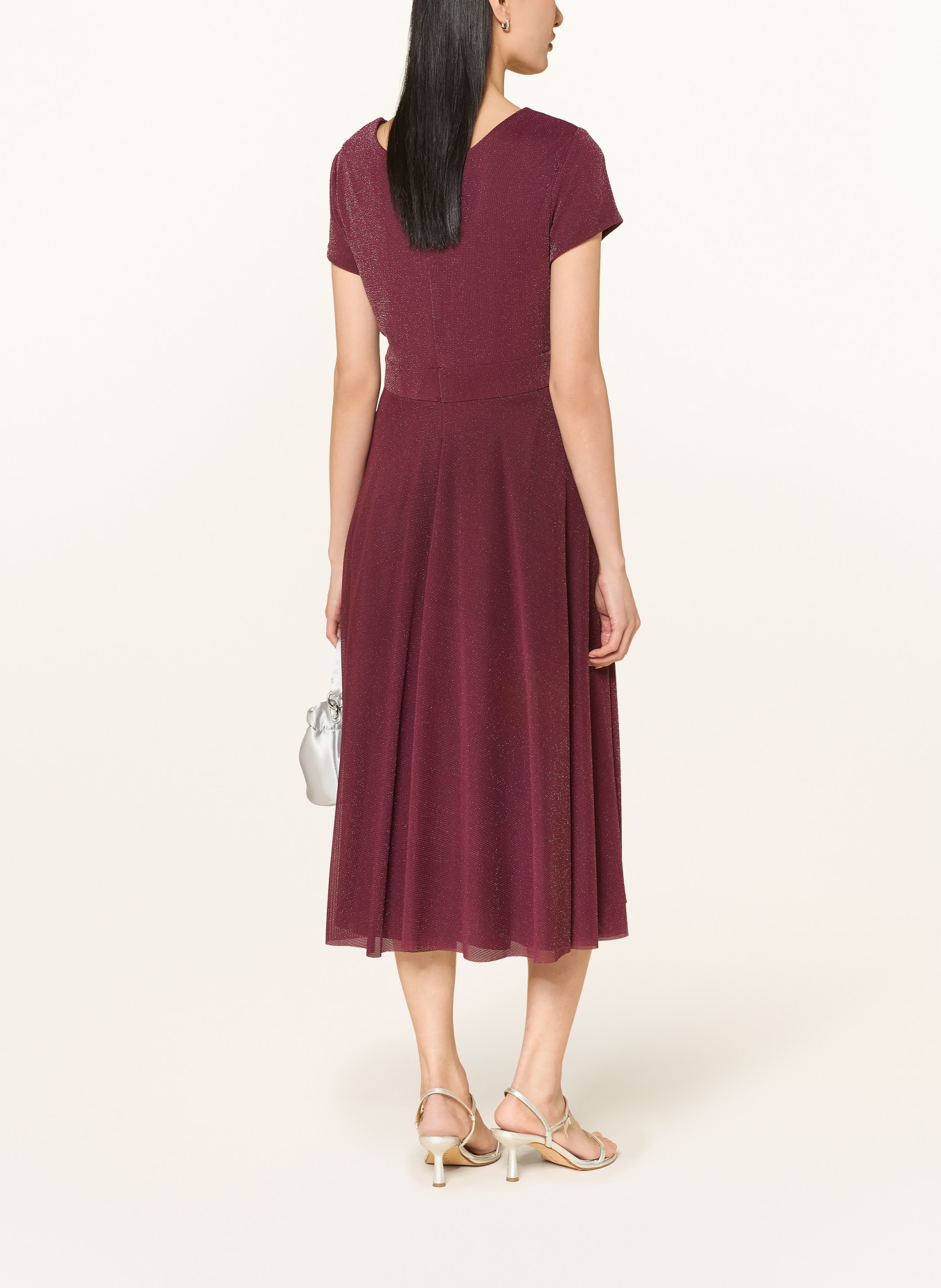 Vera Mont Jerseykleid in Wickeloptik mit Glitzergarn: DUNKELROT