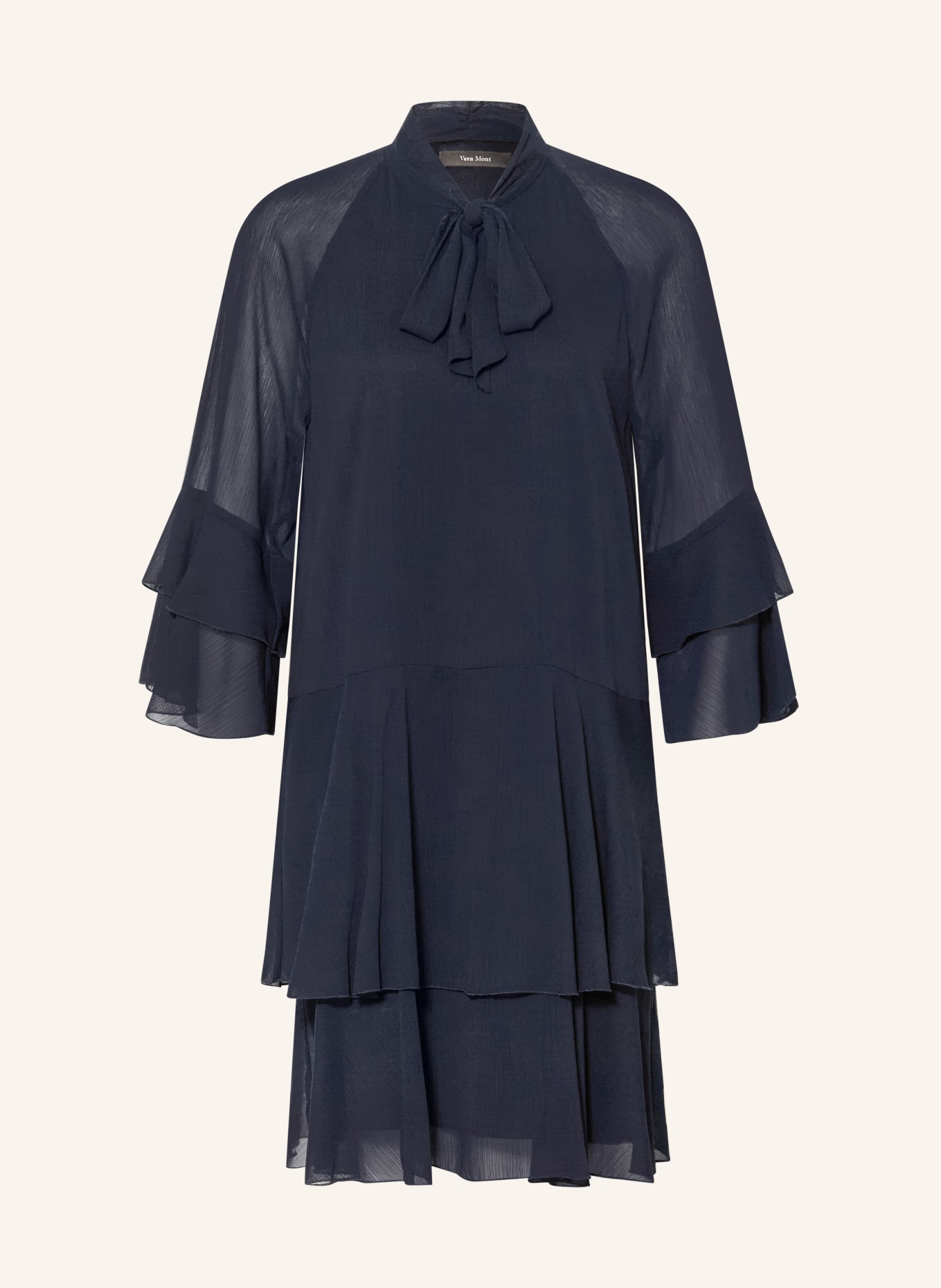 Vera Mont Cocktail dress with a bow and flounces: DARK BLUE