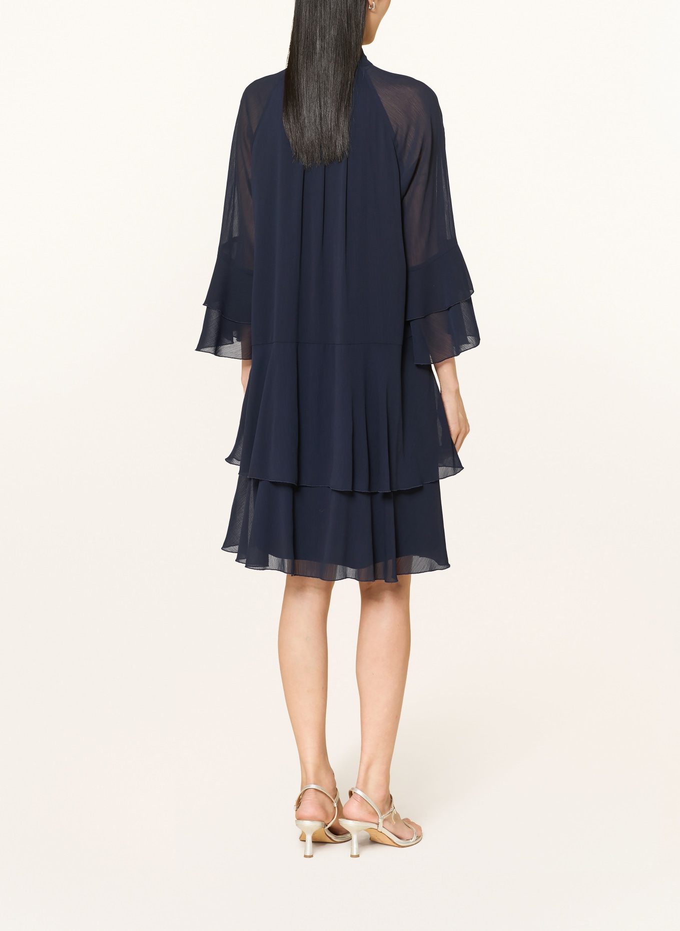 Vera Mont Cocktail dress with a bow and flounces: DARK BLUE