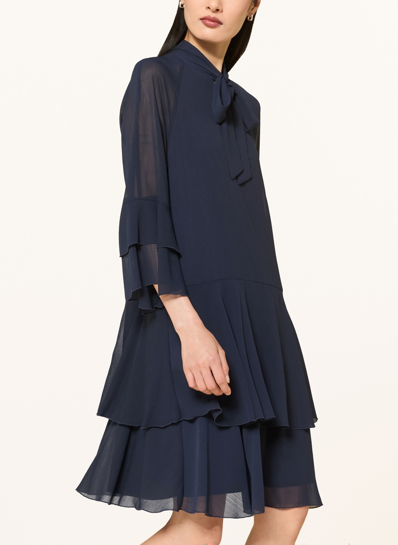 Vera Mont Cocktail dress with a bow and flounces: DARK BLUE