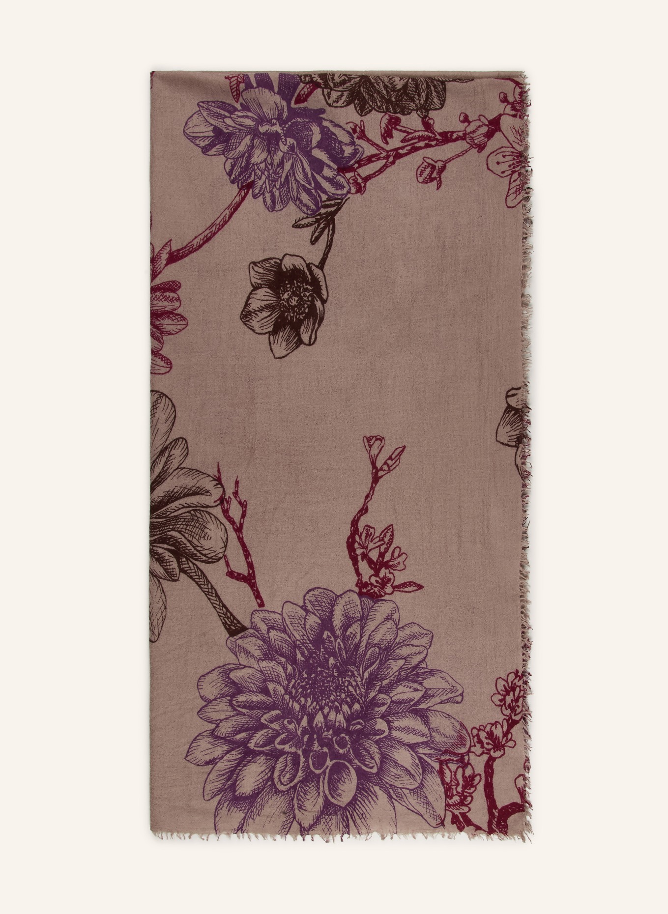 Mouleta Écharpe en cachemire: TAUPE / MARRON FONCÉ / LILAS