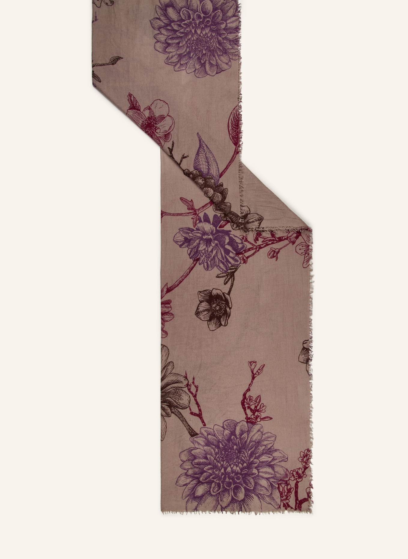 Mouleta Écharpe en cachemire: TAUPE / MARRON FONCÉ / LILAS